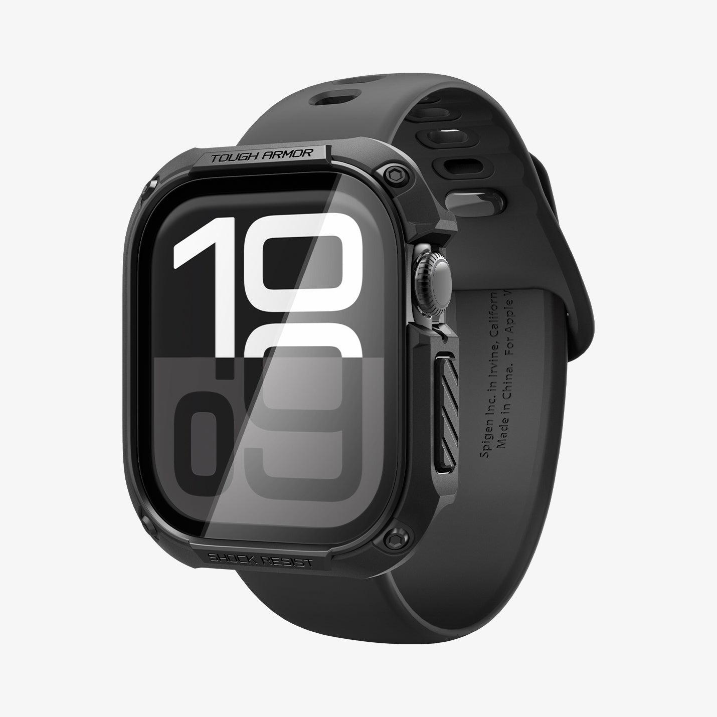 ACS08603 - Apple Watch 10 (46mm) Case Tough Armor in Black showing the front, inner side, and bottom