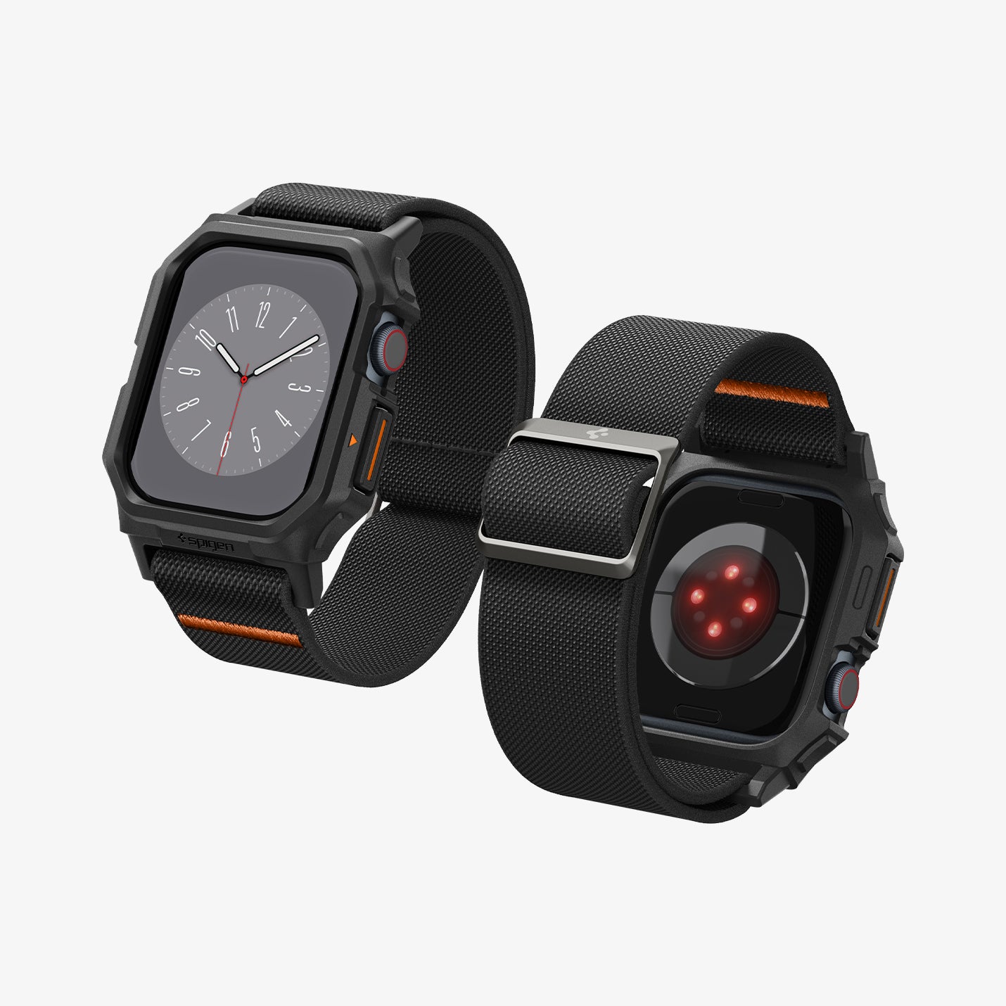 ACS08609 - Apple Watch (46mm) Case Lite Fit Pro in Matte Black showing the front, back, sides, inner side and bottom