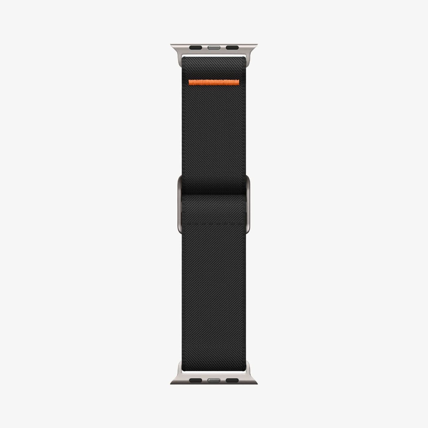 AMP05983 - Apple Watch Series (Apple Watch (49mm)/Apple Watch (45mm)/Apple Watch (42mm)) Watch Band Lite Fit Ultra in black showing the watch band laid out flat