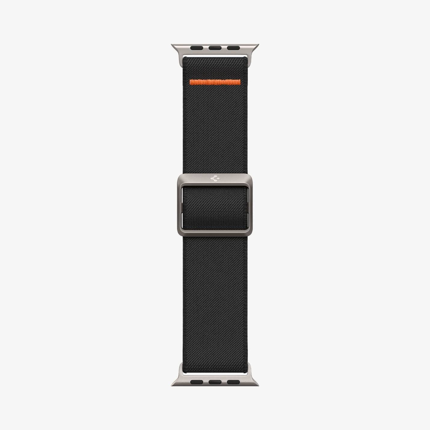 AMP05983 - Apple Watch Series (Apple Watch (49mm)/Apple Watch (45mm)/Apple Watch (42mm)) Watch Band Lite Fit Ultra in black showing the watch band laid out flat