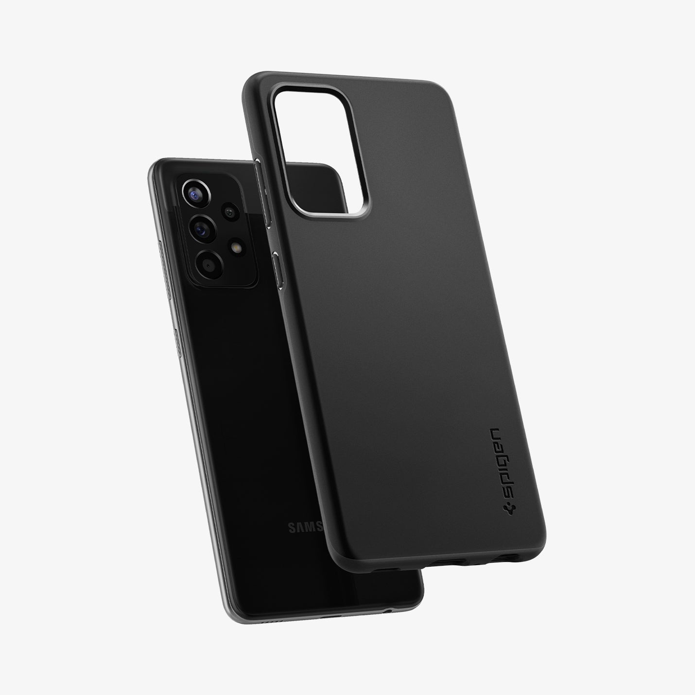 ACS02314 - Galaxy A52 Case Thin Fit in Black showing the tpu hard back cover hovering in front of a device