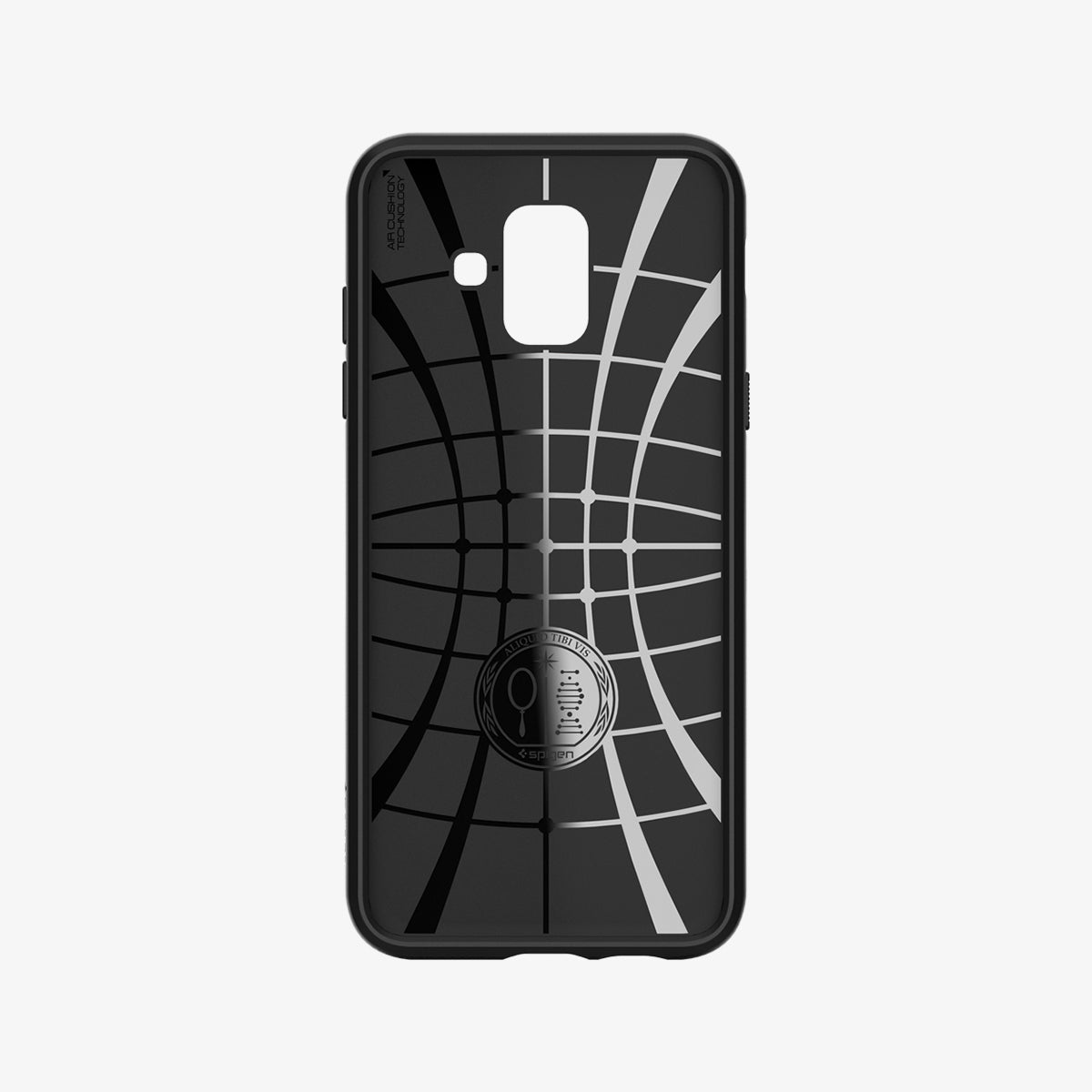 596CS24093 - Galaxy A6 Case Liquid Air in Black showing the inner case with spider web pattern