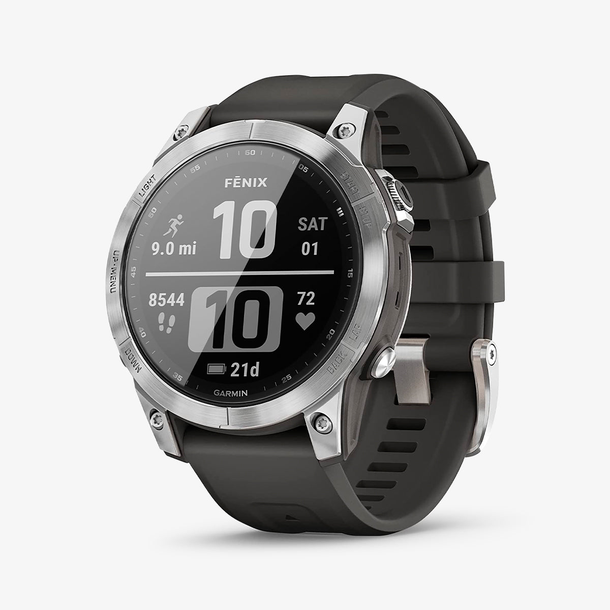 AGL04632 - Garmin Fenix 7 Screen Protector EZ FIT Glas.tR showing the front and partial side