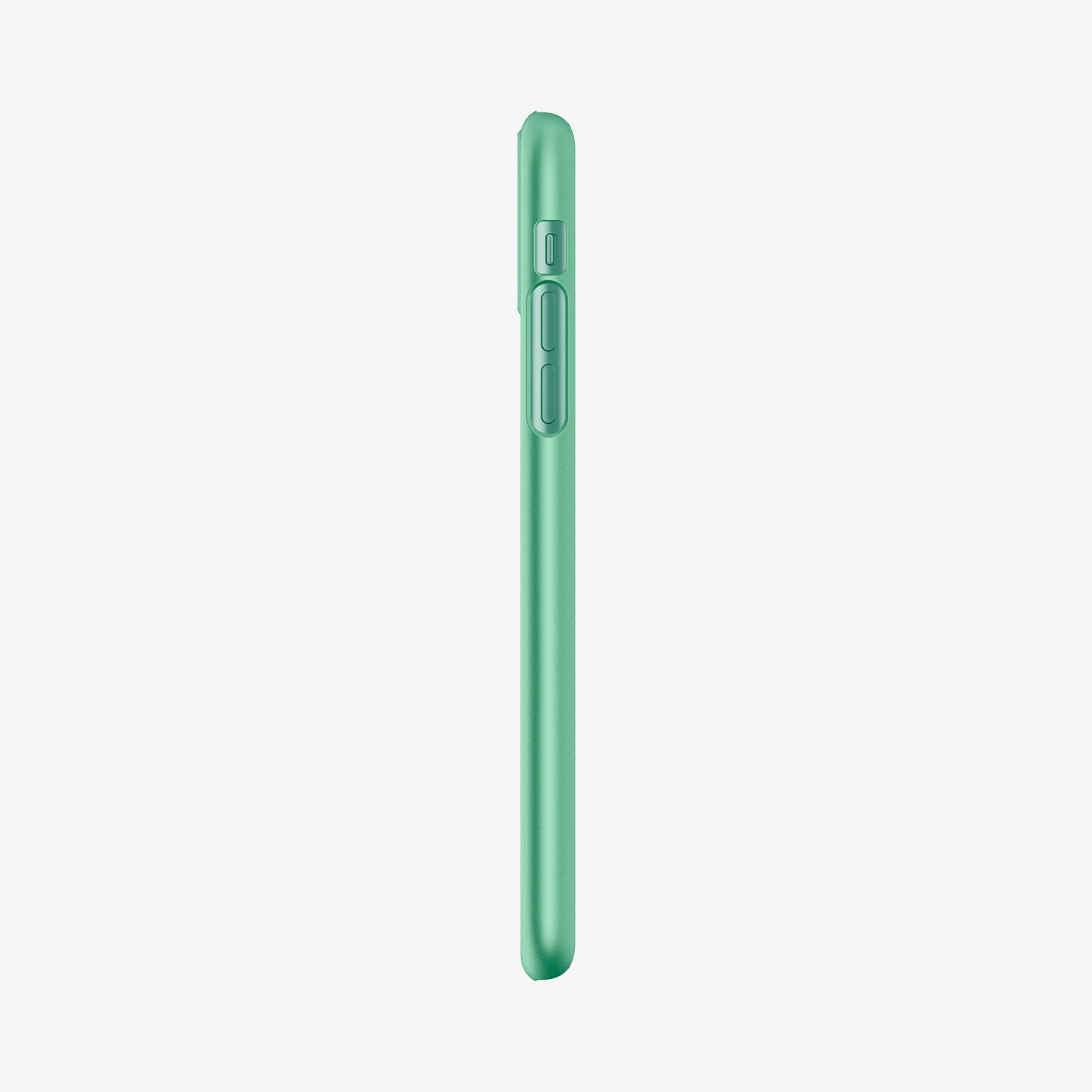 ACS00470 - iPhone 11 Series Case Thin Fit in Green showing the side with side buttons