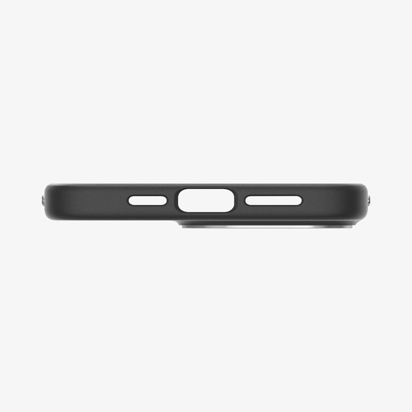 ACS07045 - iPhone 15 Pro Case Enzo Aramid (MagFit) in matte black showing the bottom