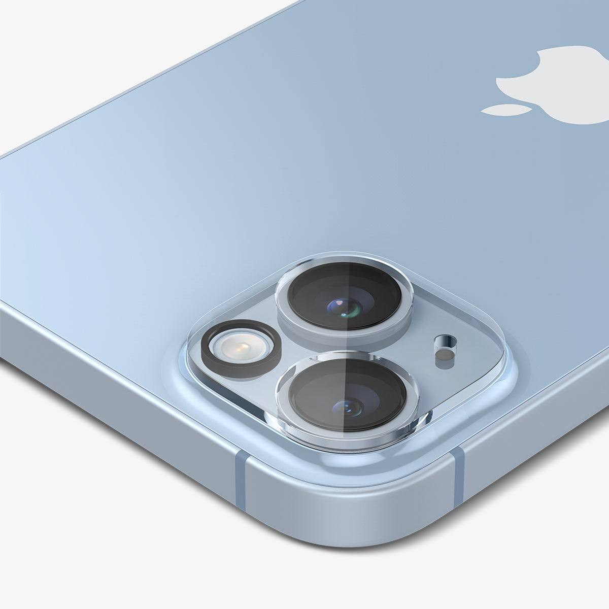 AGL05762 - iPhone 14 / 14 Plus Optik Lens Protector in crystal clear showing the back zoomed in on camera lens