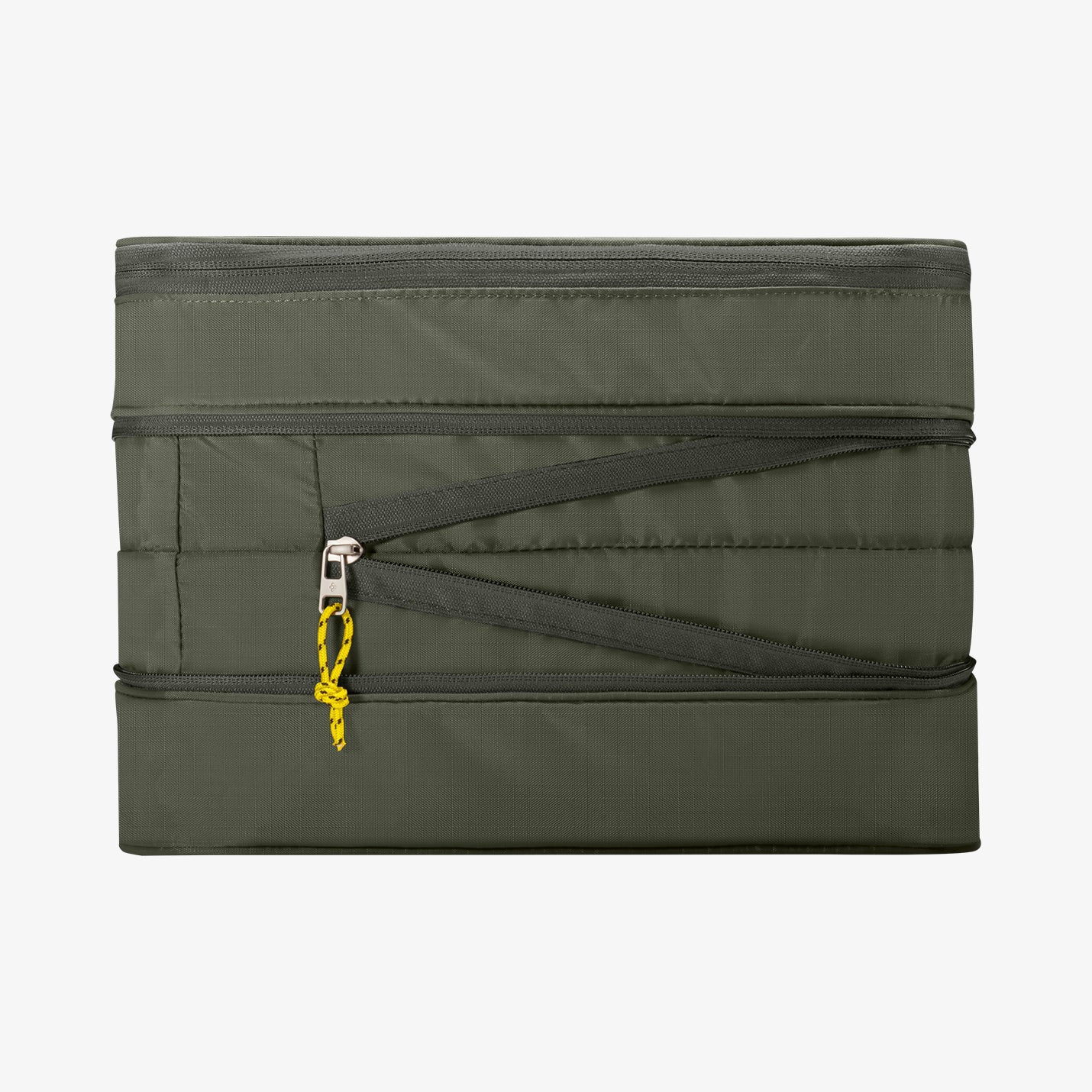 AFA08477 - Travel Packing Cubes KD600 small size in Hunter Green showing the side, with extension zipper