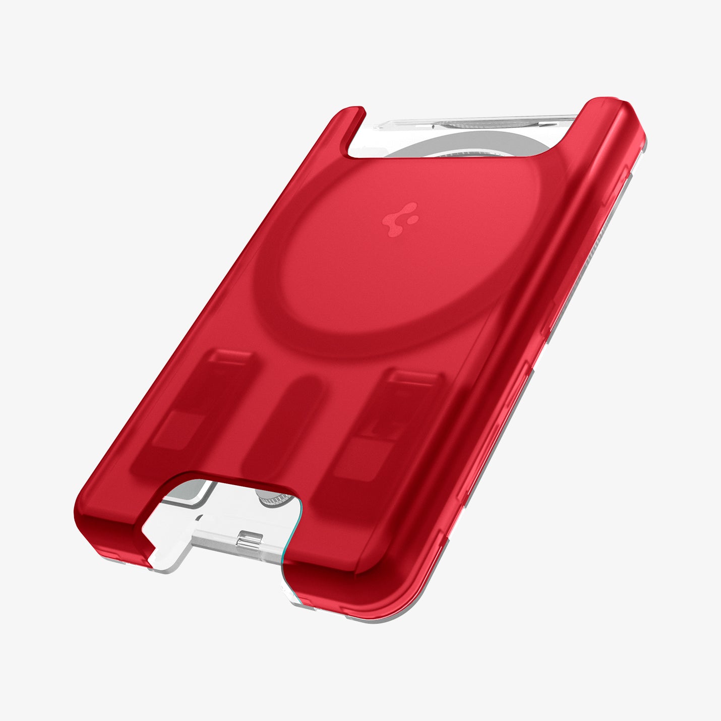 AFA07399 - MagSafe Card Holder Classic C1 (MagFit) in Ruby showing the front, partial side, bottom zoomed in