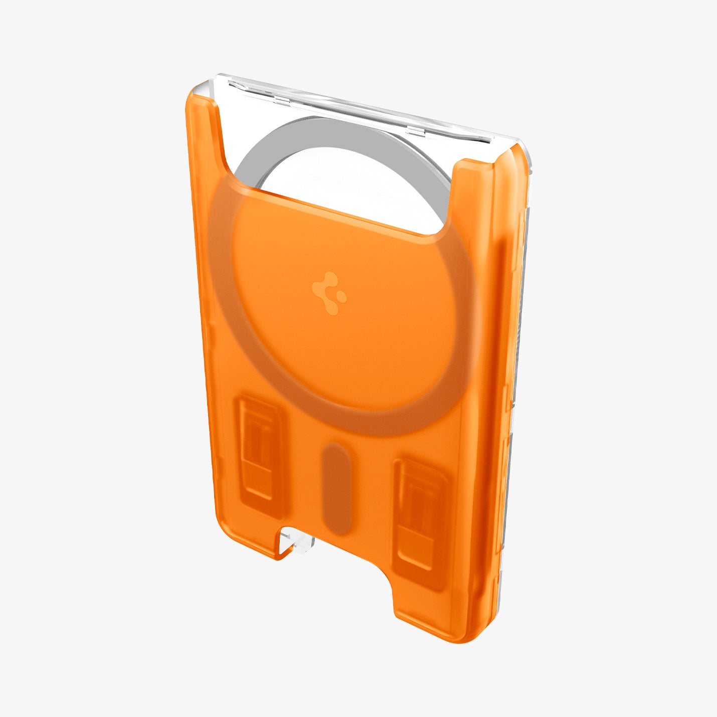 AFA08574 - MagSafe Card Holder Classic C1 (MagFit) in Tangerine showing the front and partial side and inner side of the card holder