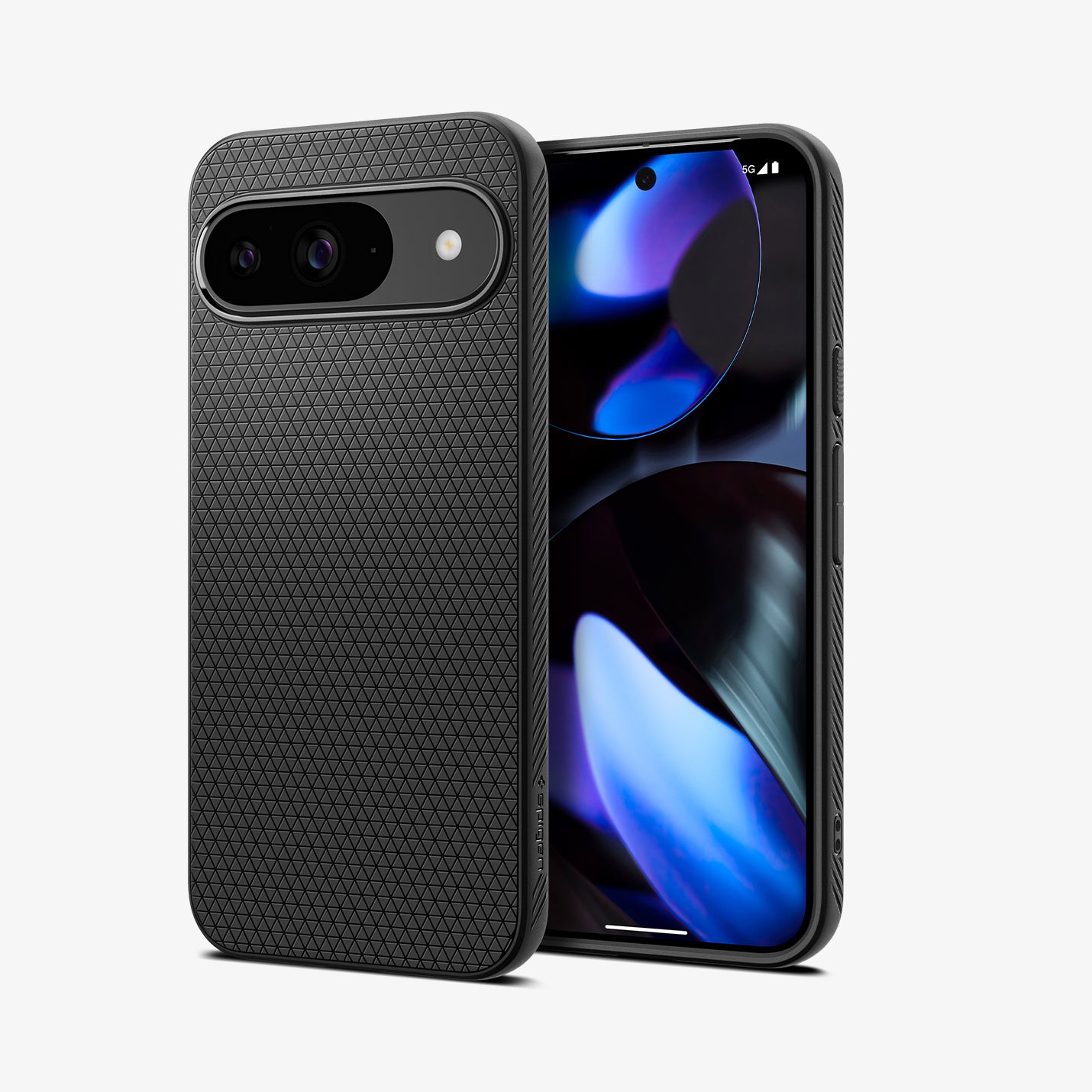 ACS07682 - Pixel 9 Pro Case Liquid Air in Matte Black showing the back, partial side and front