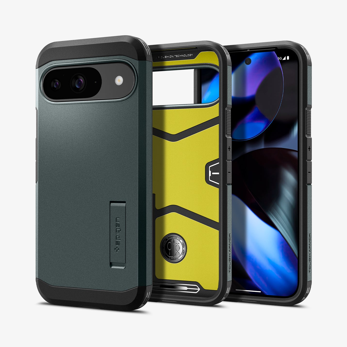 ACS07694 - Pixel 9 Pro Case Tough Armor in Abyss Green showing the back, inside and front