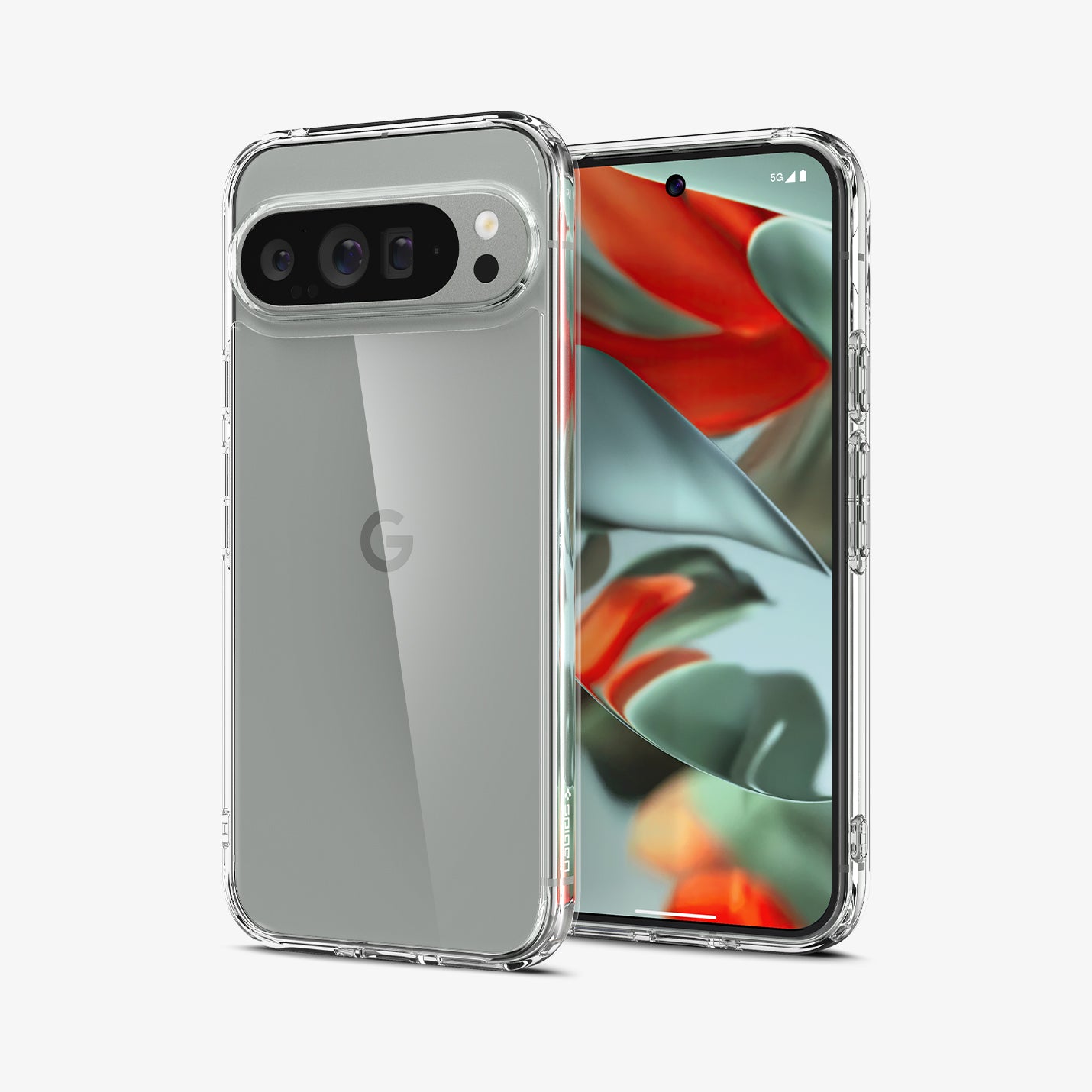 ACS08934 - Pixel 9 Pro XL Case Ultra Hybrid in Crystal Clear showing the back, partial side and front