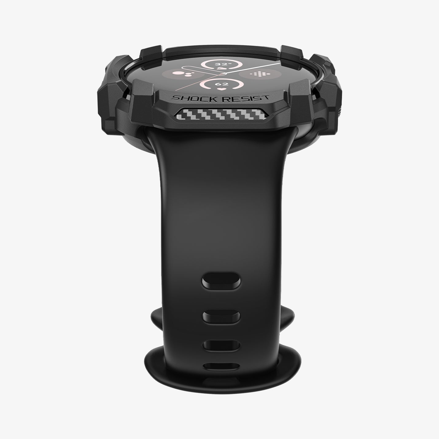 ACS07555 - Pixel Watch 3 (41mm) Rugged Armor in Matte Black showing the partial top, and side