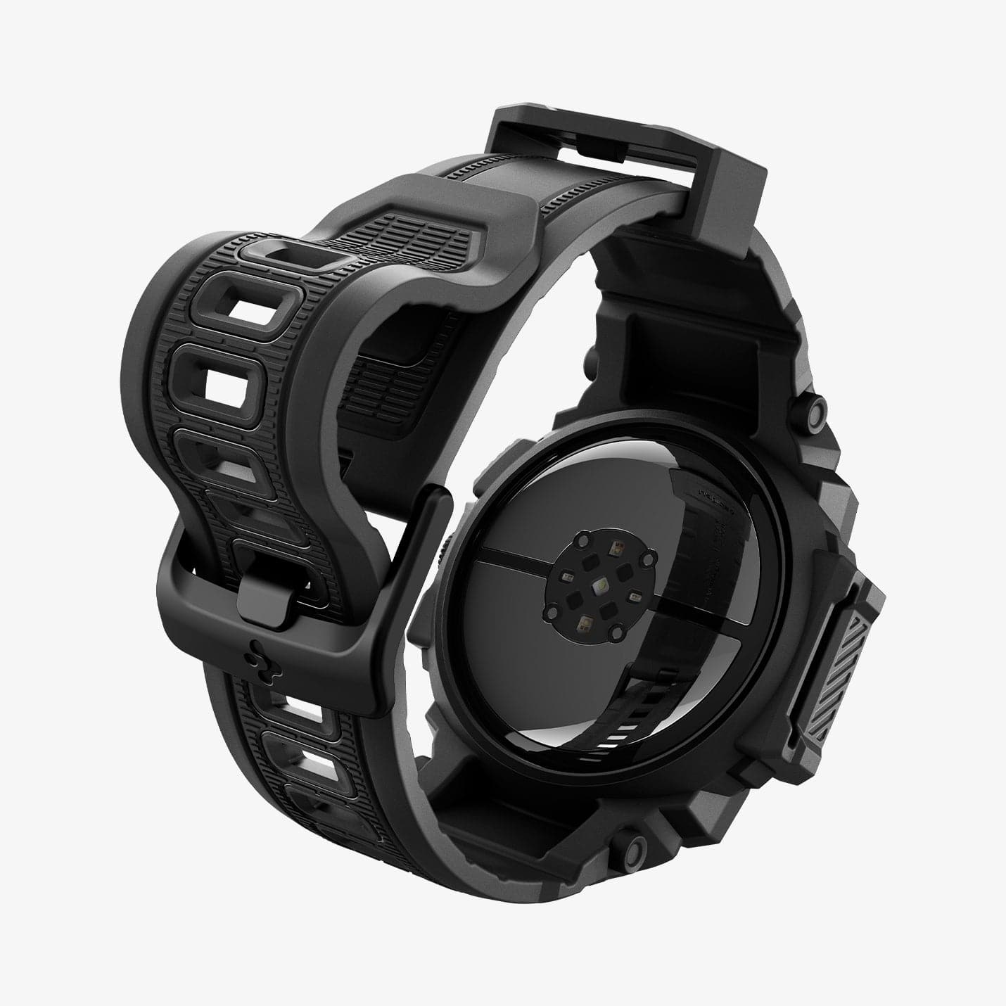 ACS07599 - Pixel Watch 3 (45mm) Case Rugged Armor Pro in Black showing the back and inside of band