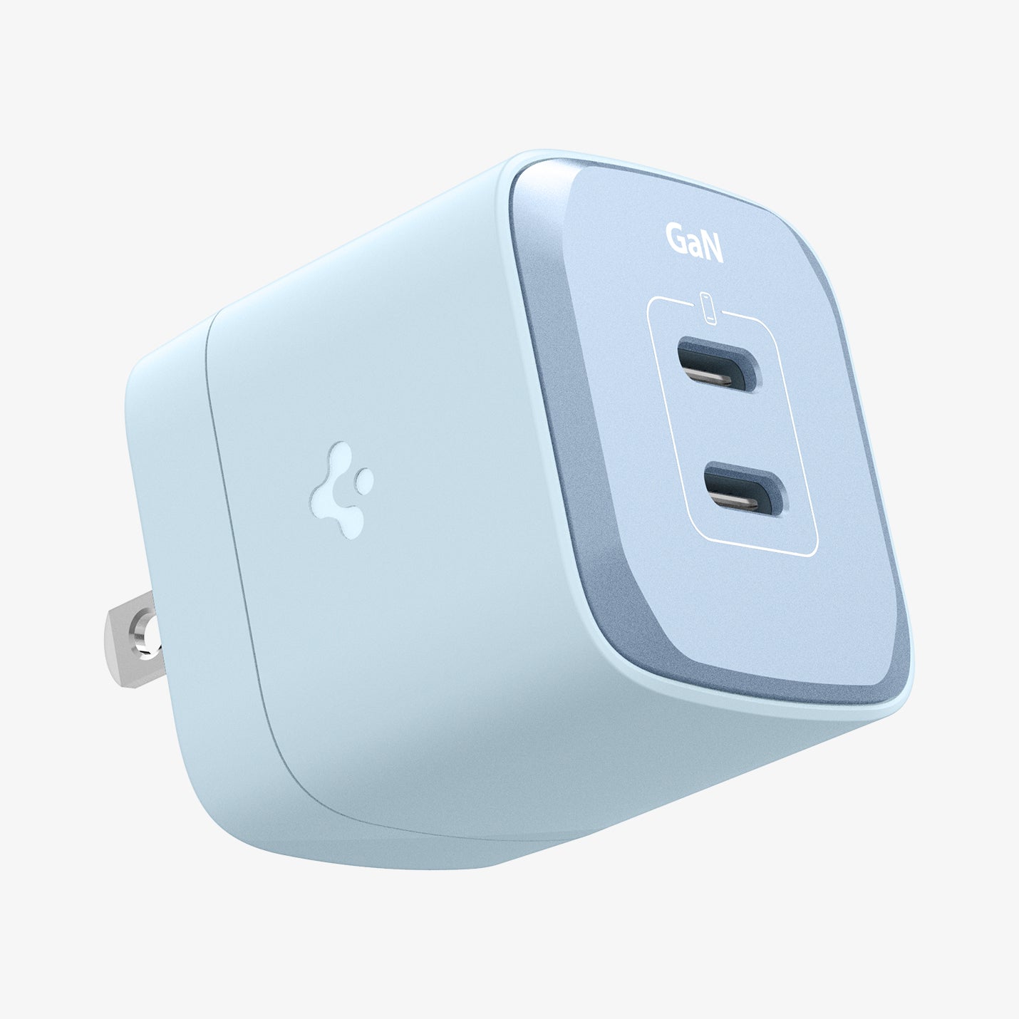 ACH05144 - ArcStation™ Pro GaN 352 Dual USB-C Wall Charger PE2202 in Sierra Blue showing the front and sides with partial power plug