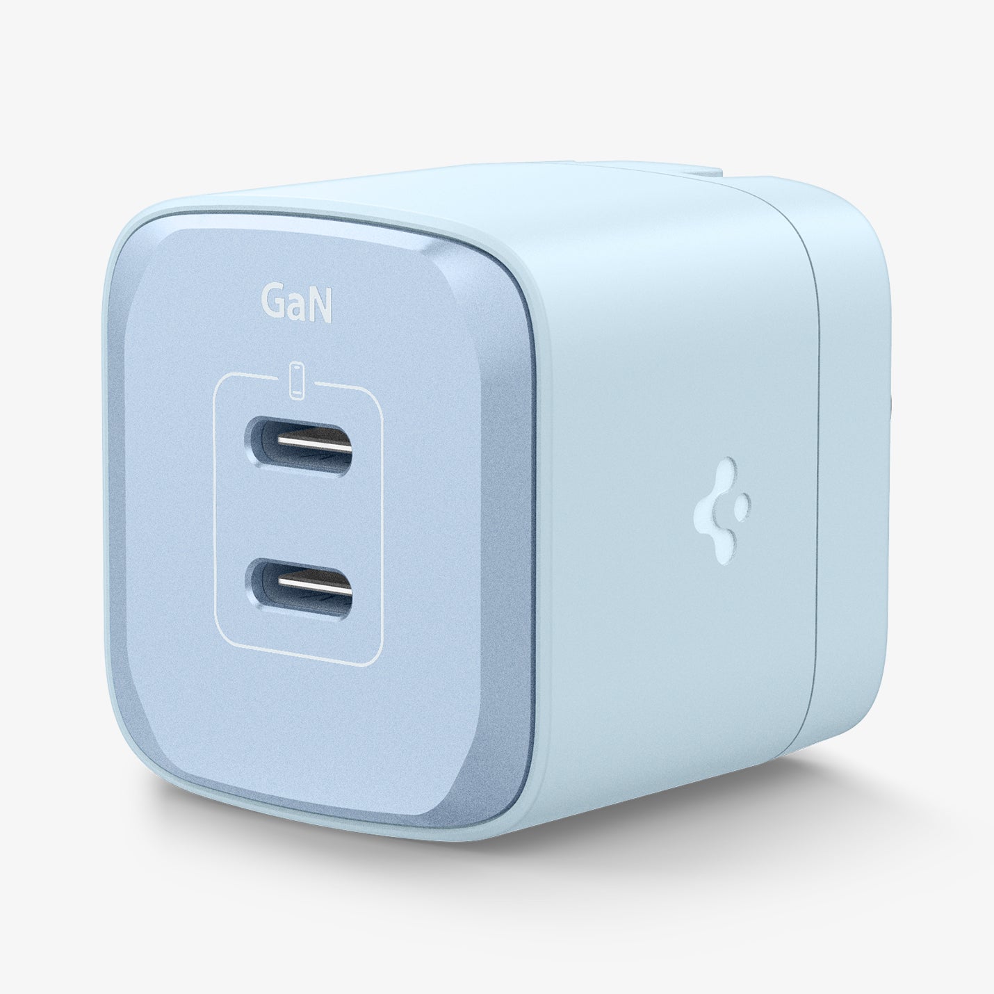 ACH05144 - ArcStation™ Pro GaN 352 Dual USB-C Wall Charger PE2202 in Sierra Blue showing the front and sides