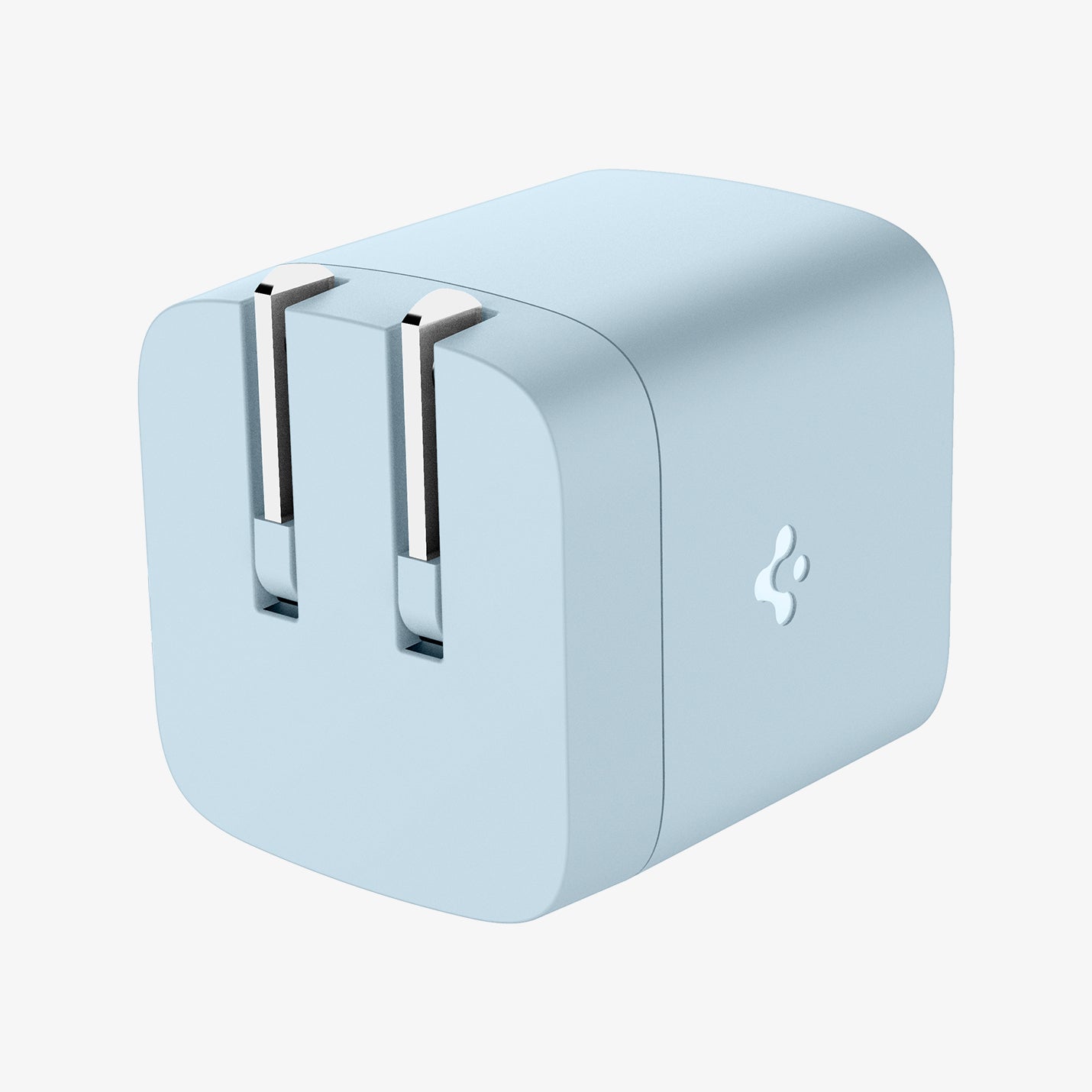 ACH05153 - ArcStation™ Pro GaN 452 Dual USB-C Wall Charger PE2203 in Sierra Blue showing the top and sides with a plug folded in