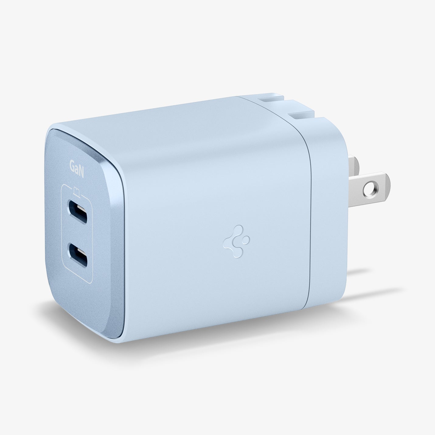 ACH05162 - ArcStation™ Pro GaN 652 Dual USB-C Wall Charger PE2204 in Sierra Blue showing both sides and top of the wall charger on a flat surface