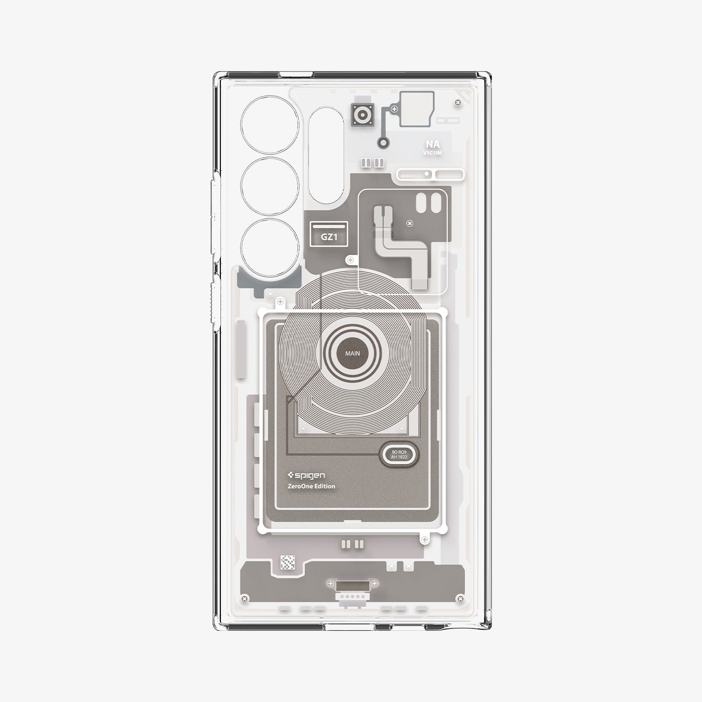 ACS07653 - Galaxy S24 Ultra Case Ultra Hybrid Zero One in Zero One Natural Titanium showing the inner of the case