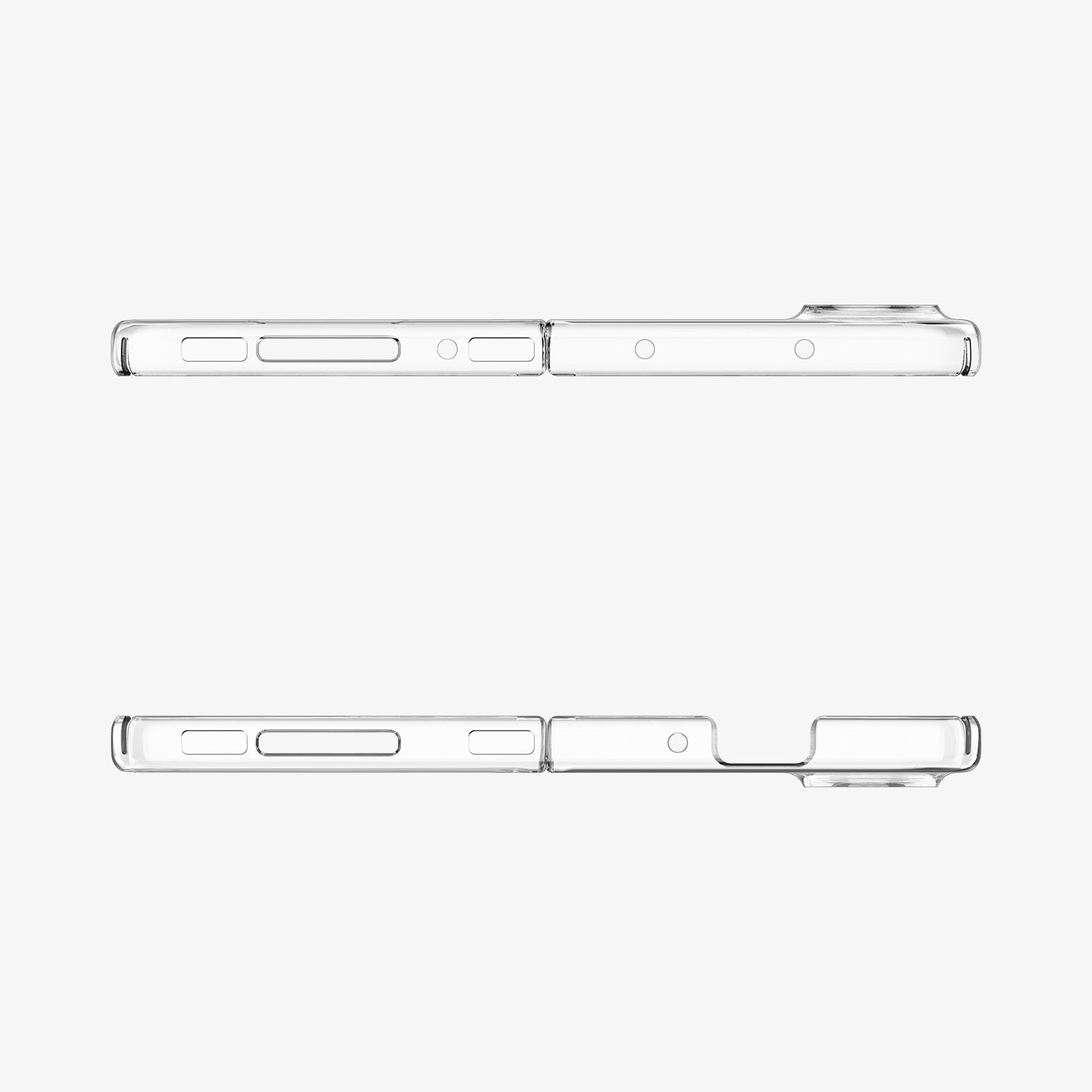 ACS05104 - Galaxy Z Fold 4 Case AirSkin in crystal clear showing the top and bottom with precise cutouts