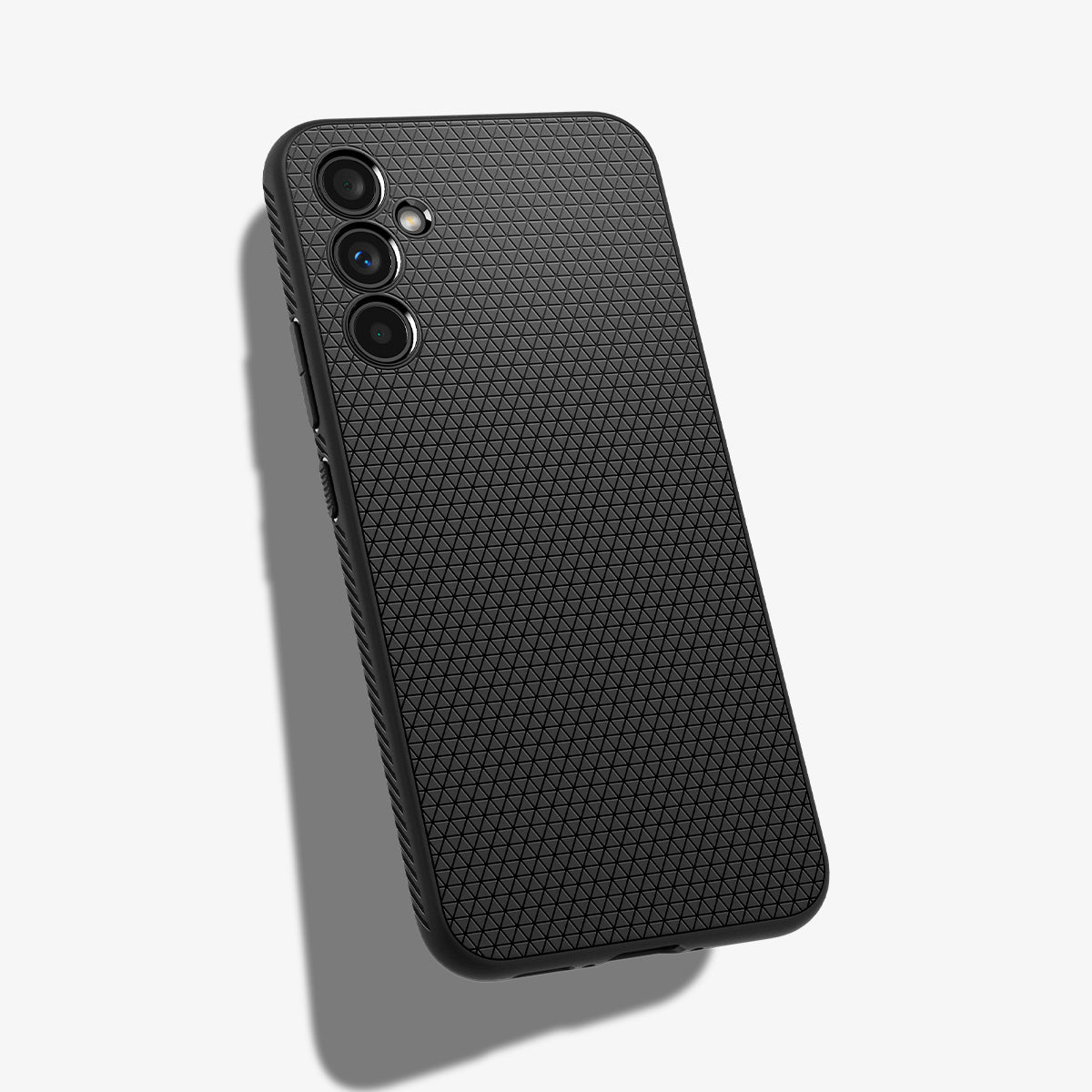 ACS05905 - Galaxy A34 5G Case Liquid Air in Matte Black showing the back, partial side with side buttons slightly tilting