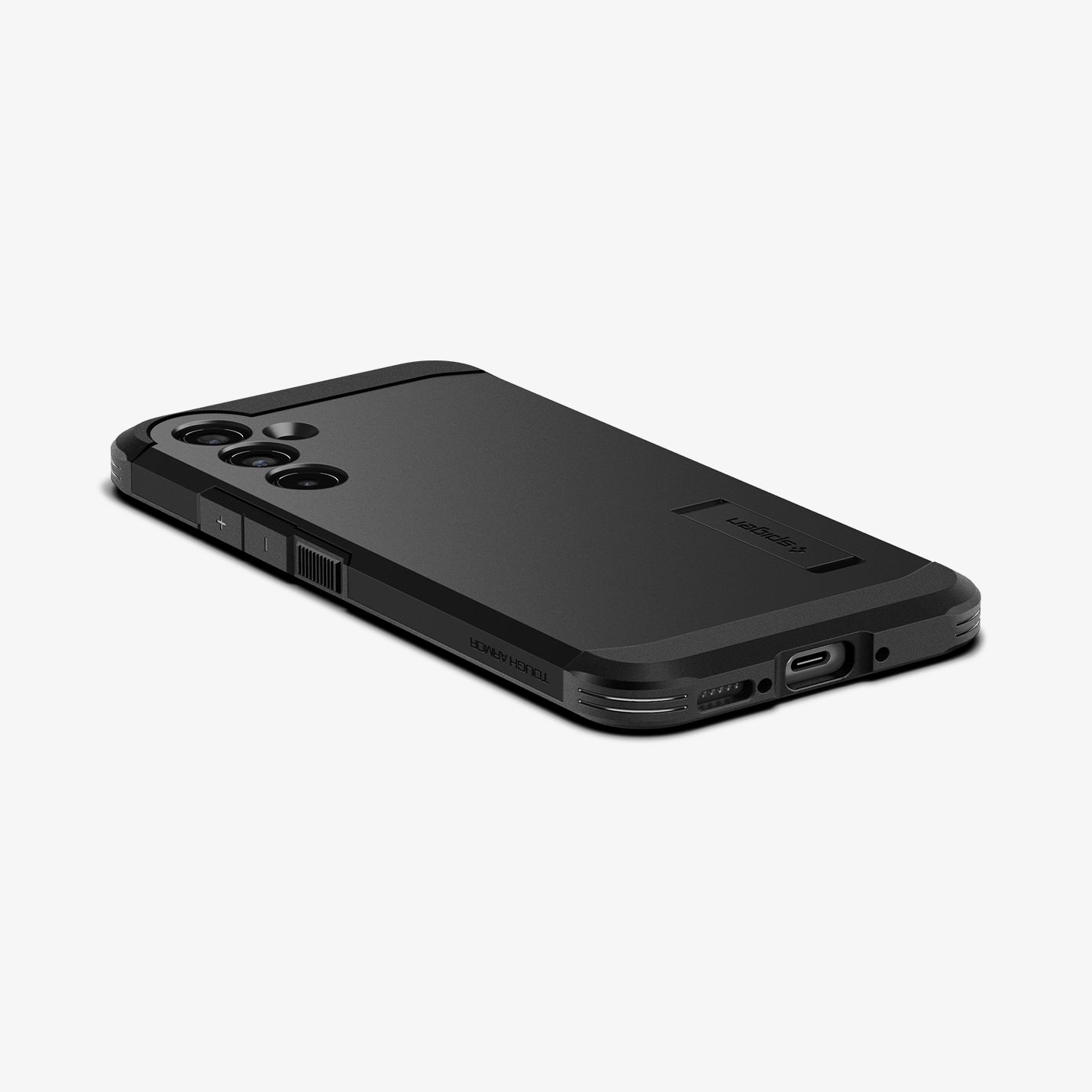 ACS05881 - Galaxy A54 5G Case Tough Armor in Black showing the back, partial bottom and side on a flat surface