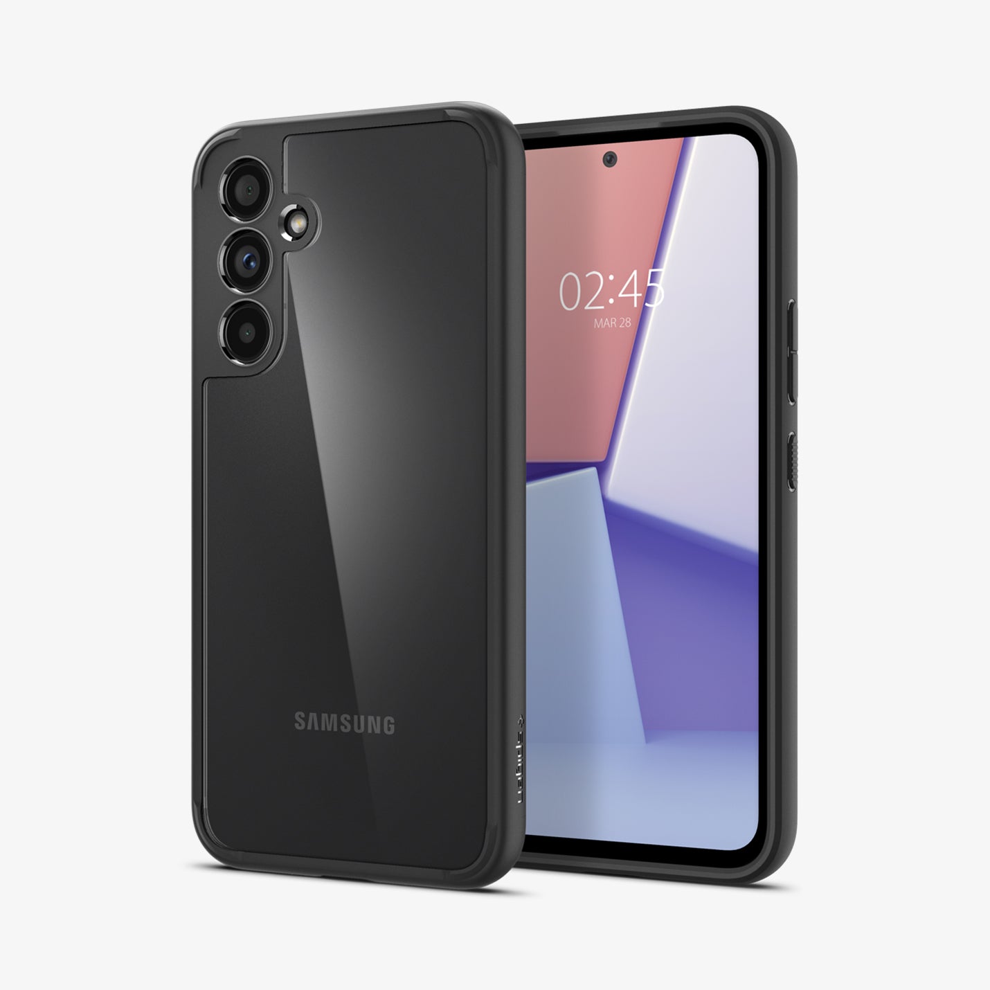 ACS05887 - Galaxy A54 5G Case Ultra Hybrid in Matte Black showing the back next to it is a device showing front