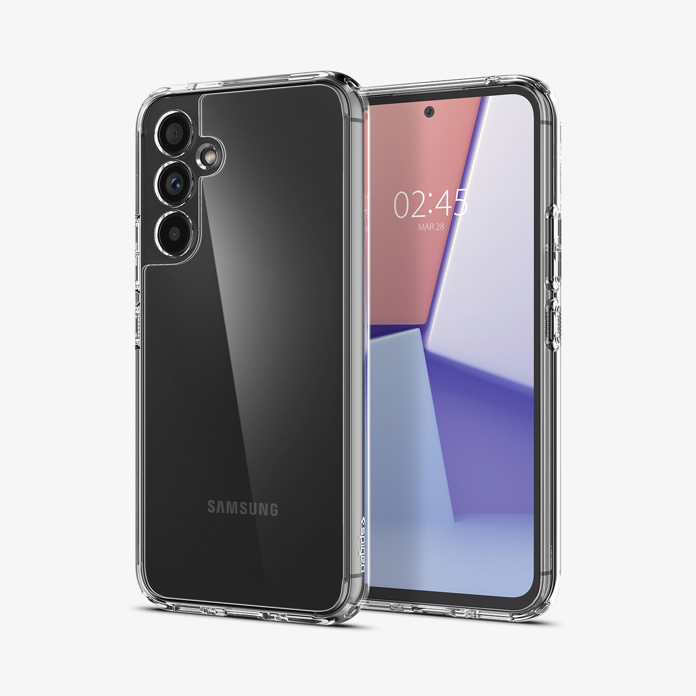 ACS05886 - Galaxy A54 5G Case Ultra Hybrid in Crystal Clear showing the back, next to it is a device showing front