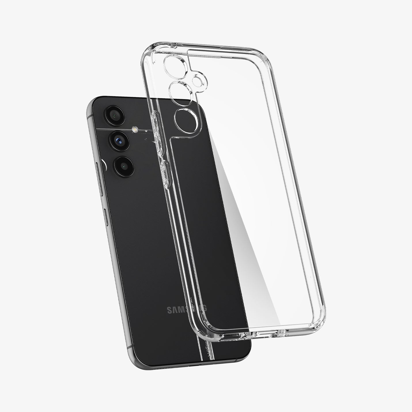 ACS05886 - Galaxy A54 5G Case Ultra Hybrid in Crystal Clear showing the clear tpu back case hovering in front of a device