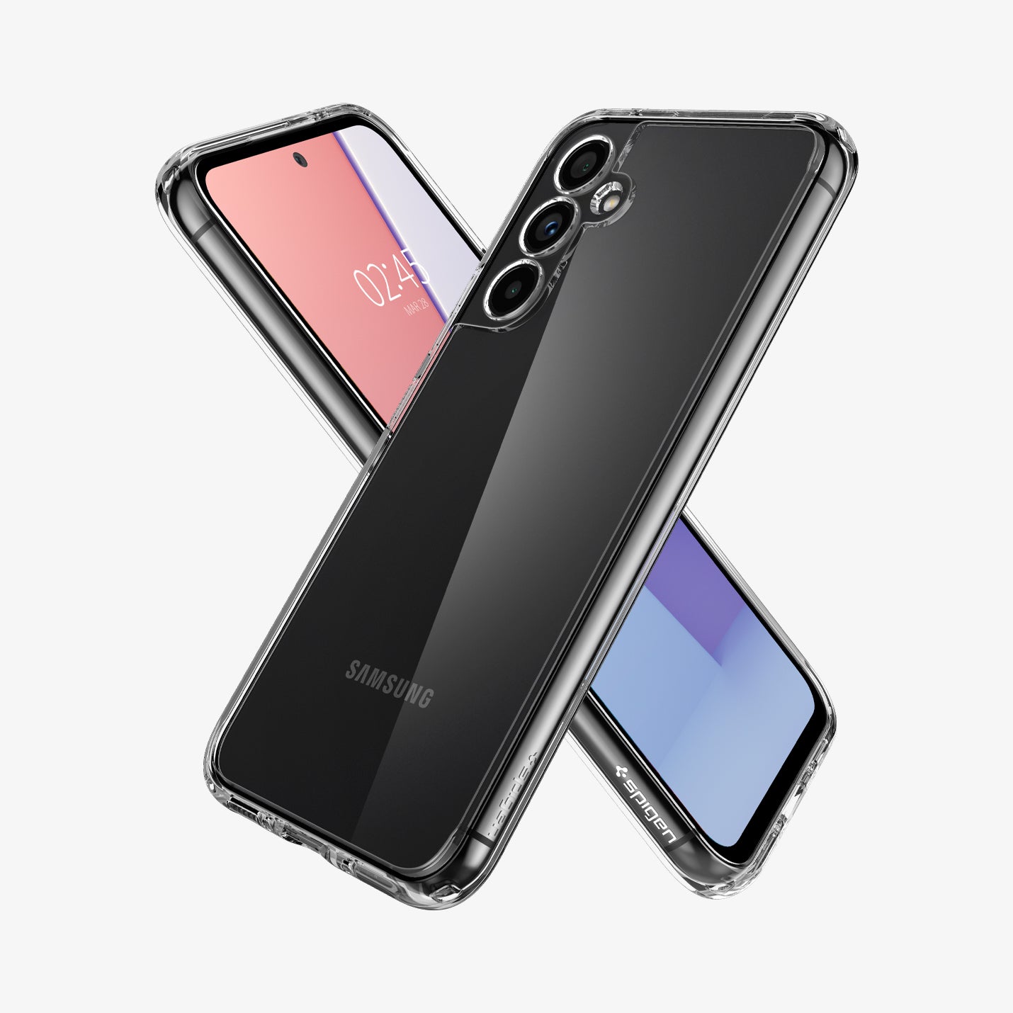 ACS05886 - Galaxy A54 5G Case Ultra Hybrid in Crystal Clear showing the back, partial side behind it is another device showing partial front and side