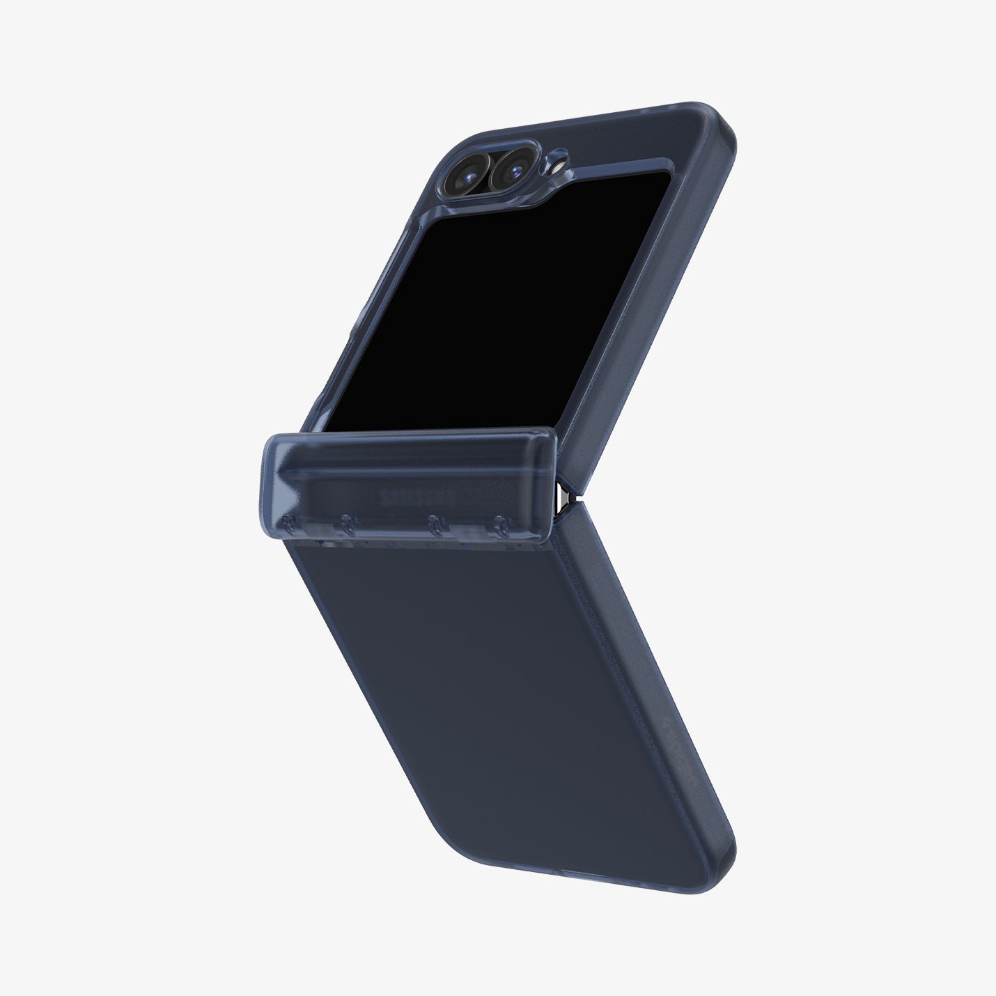 ACS08288 - Galaxy Z Flip 6 Case Ultra Hybrid Pro in Frost Navy Blue showing the back, partial side half folded