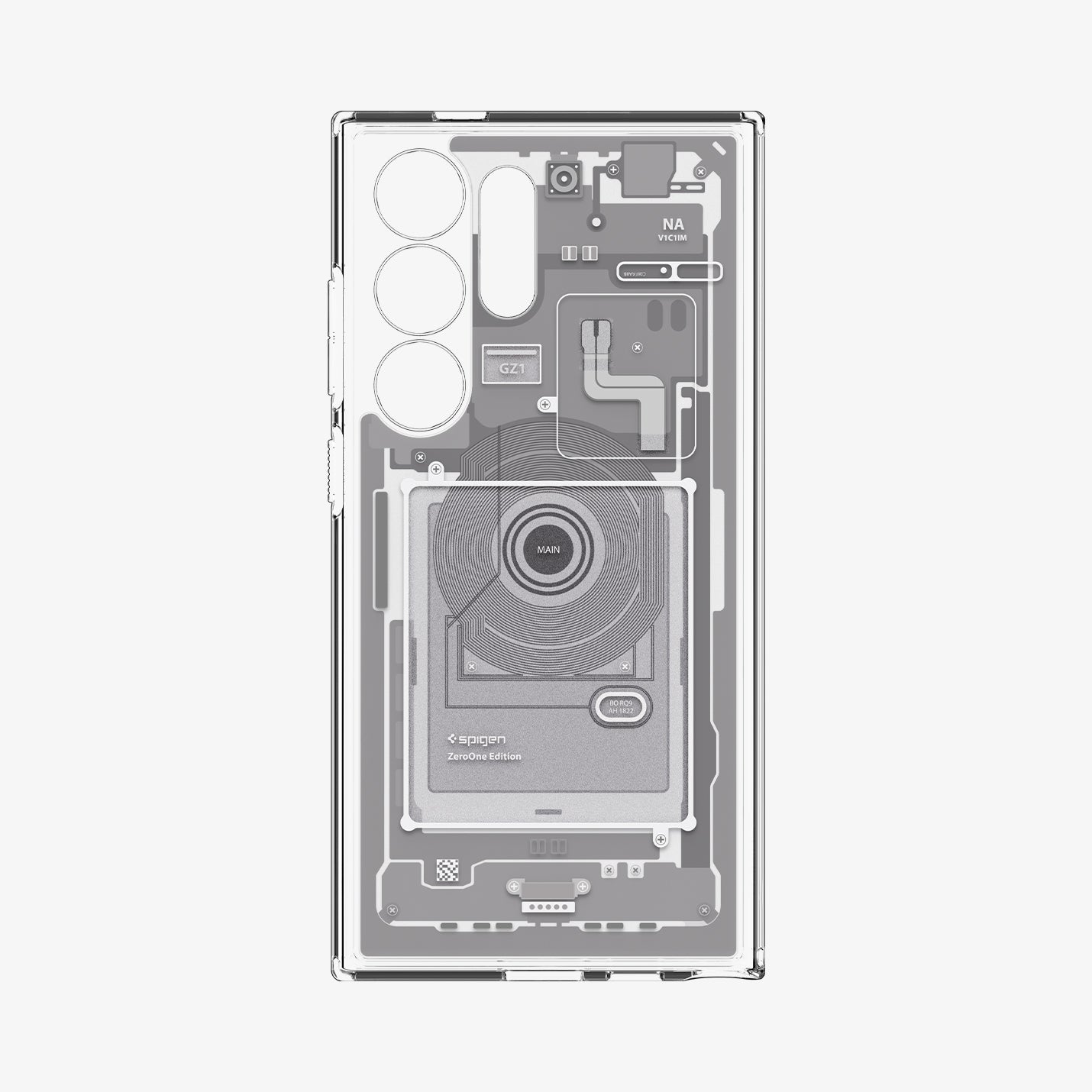 ACS07294 - Galaxy S24 Ultra Case Ultra Hybrid Zero One in Zero One White showing the inner case