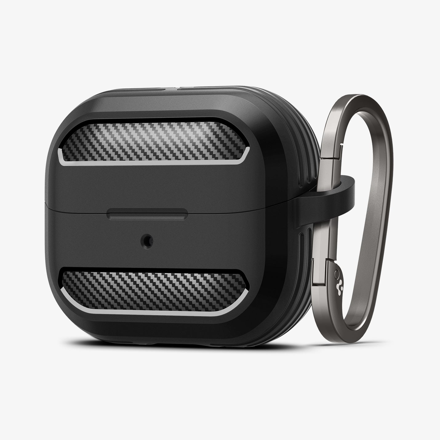 ACS08330 - Galaxy Buds 3 Pro Rugged Armor in Matte Black showing the front with carabiner attached