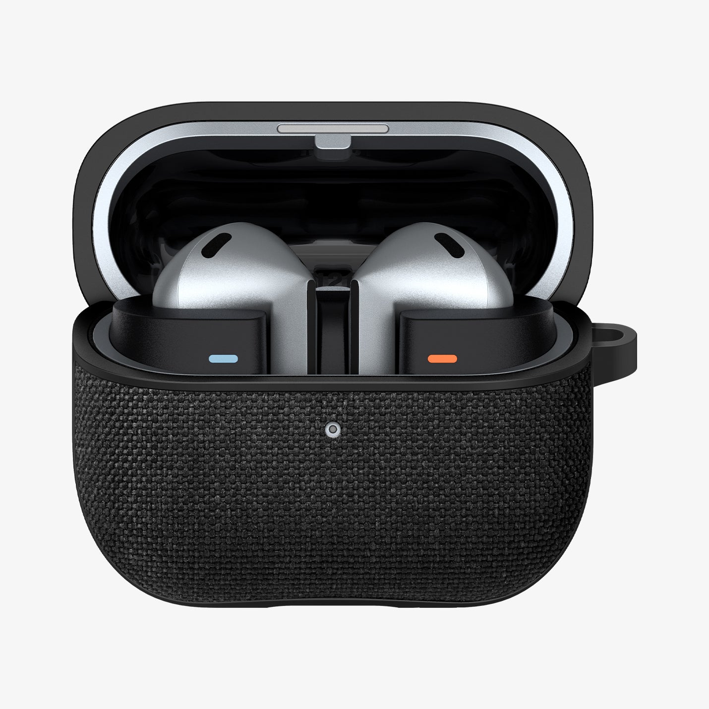 ACS08333 - Galaxy Buds 3 Pro Urban Fit in Black showing the front, open showing partial inside