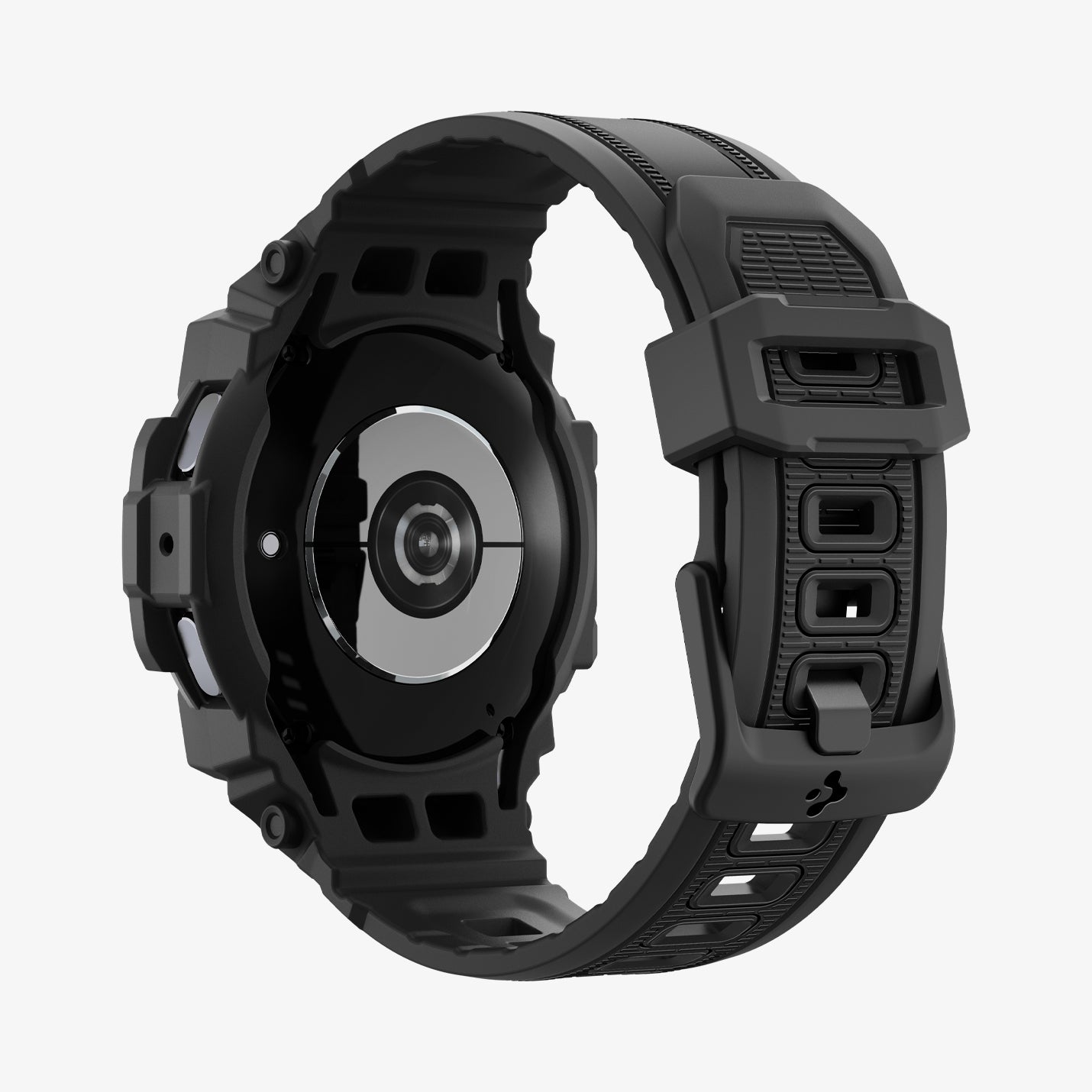 ACS08336 - Galaxy Watch 7 (40mm) Rugged Armor Pro in Matte Black showing the back, partial inner and bottom