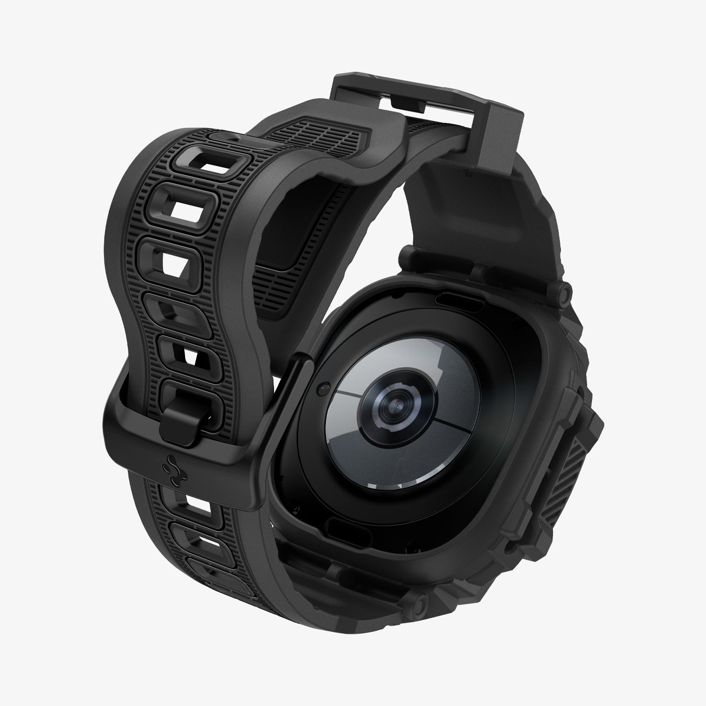 ACS08427 - Galaxy Watch Ultra (47mm) Rugged Armor Pro in Matte Black showing the back, partial inner side and bottom