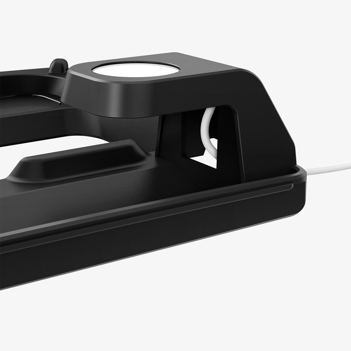 ACP07501 - Tesla Model 3 Highland - 3 in 1 Charging Organizer TO272H in Black showing the side on one of the corner where the cord is attached