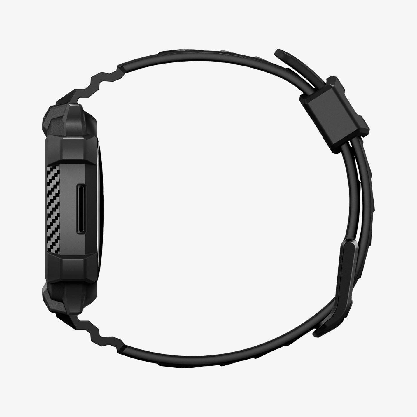 ACS05296 - Fitbit Versa 4 Band Rugged Armor Pro in black showing the side