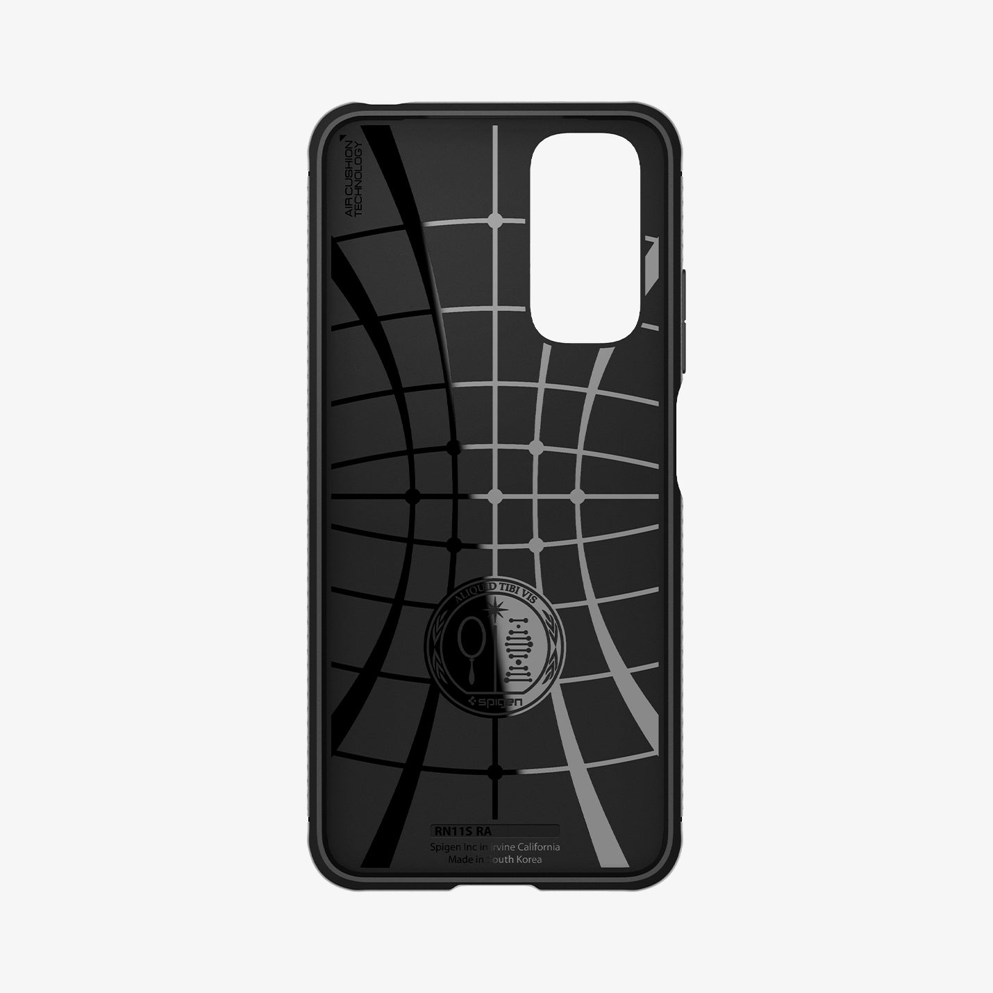 ACS04417 - Xiaomi Redmi Note 11S Case Rugged Armor in Matte Black showing the inner of case with spider web pattern