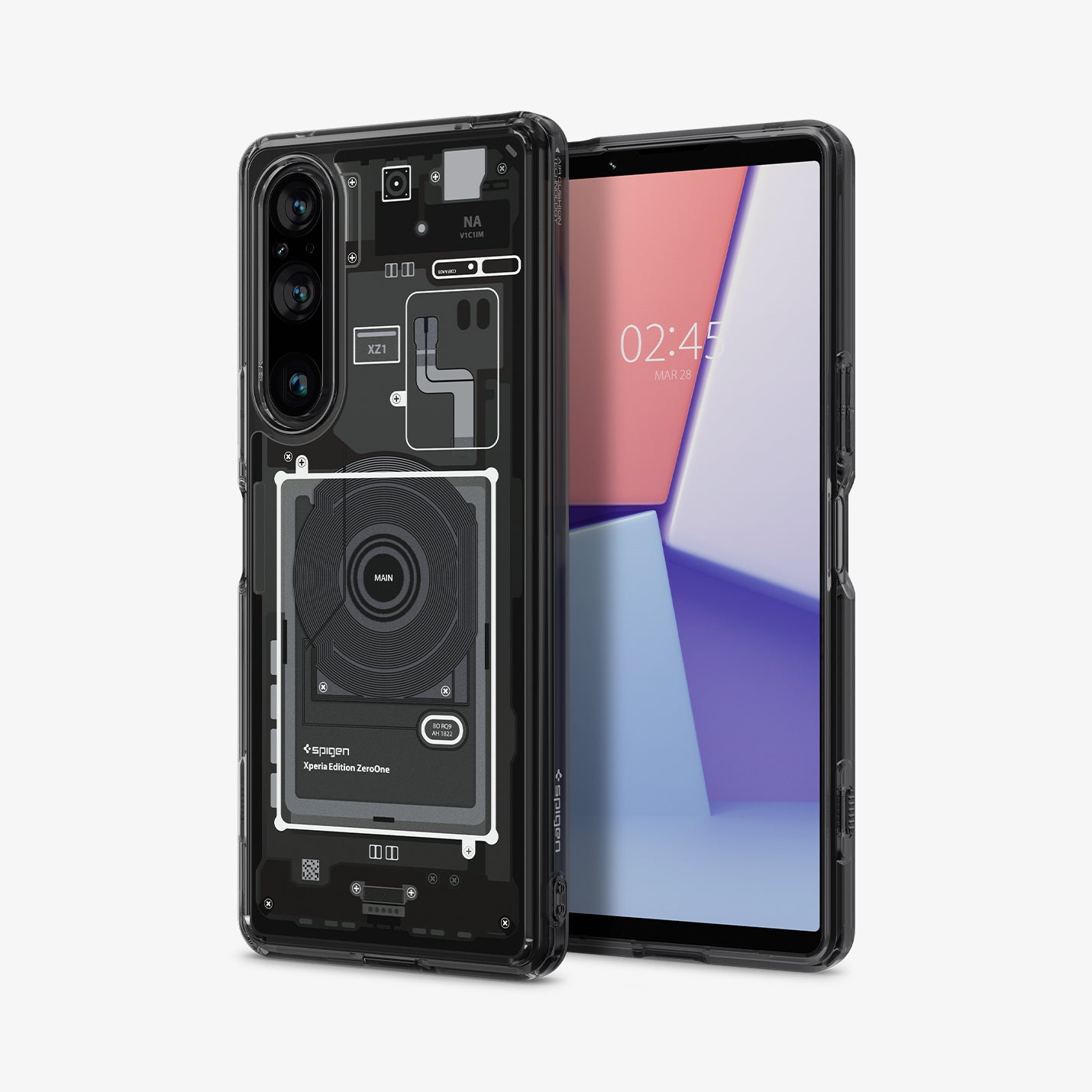 ACS06205 - Sony Xperia 1 V Case Ultra Hybrid Zero One showing the back and front