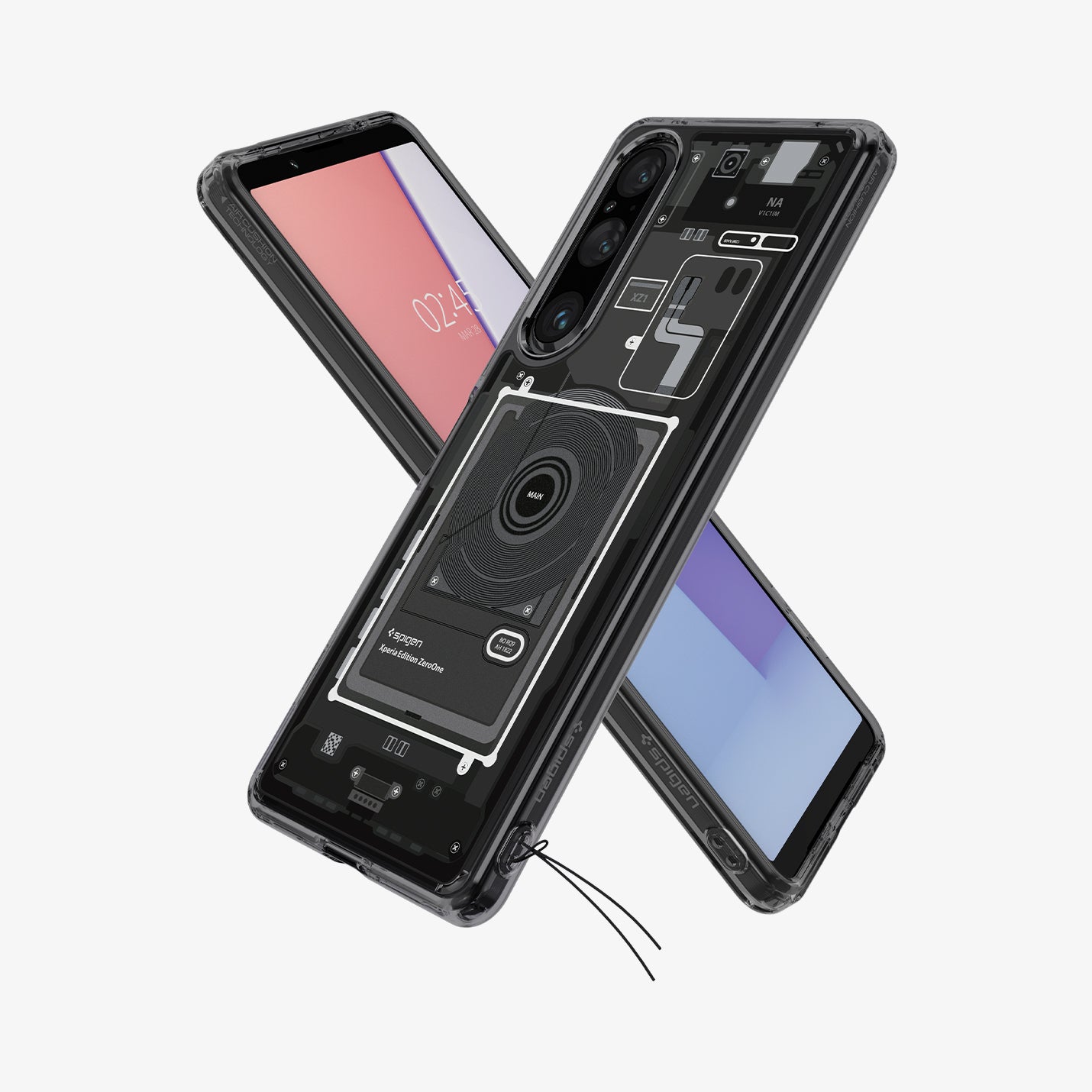 ACS06205 - Sony Xperia 1 V Case Ultra Hybrid Zero One showing the back, front and sides