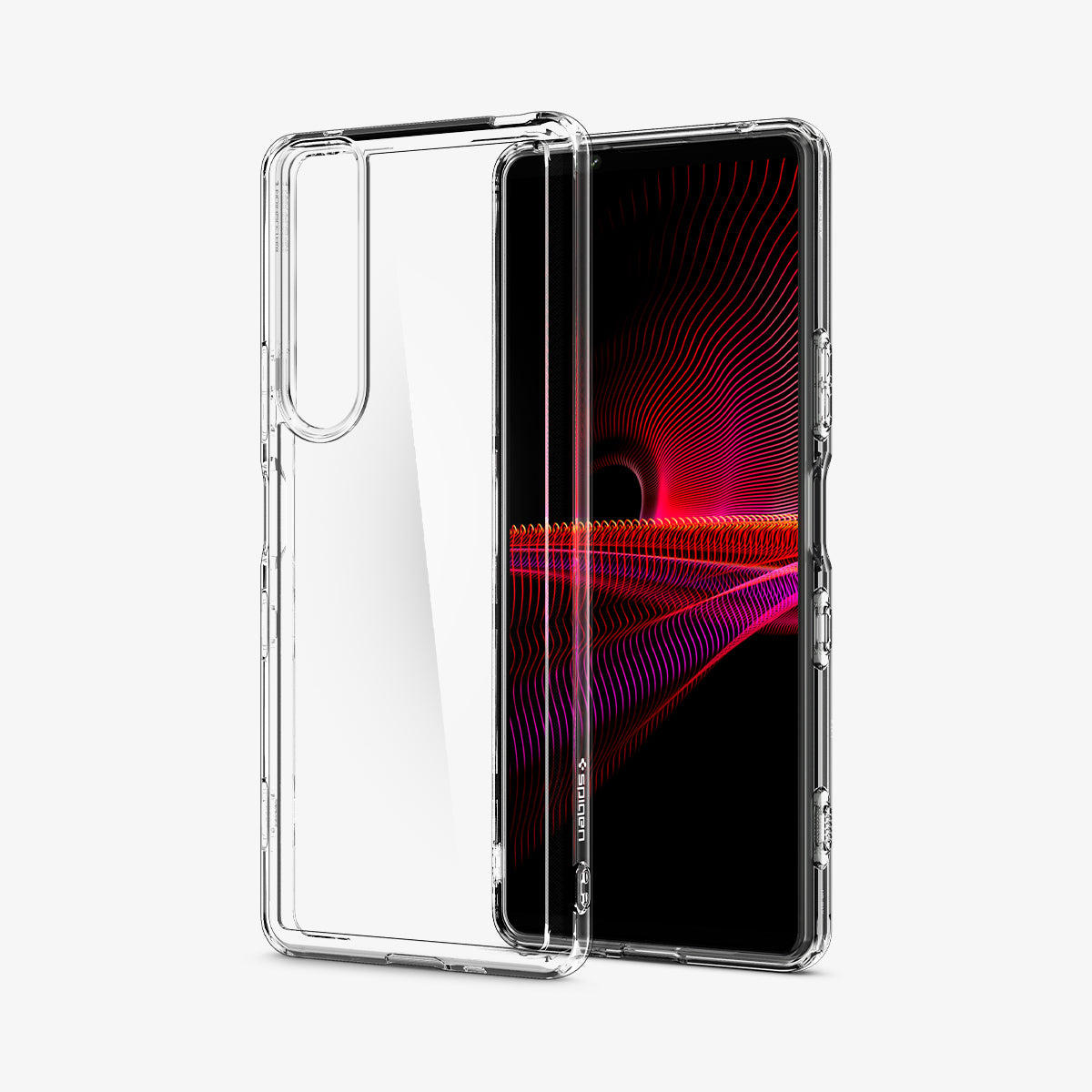 ACS03131 - Sony Xperia 1 III Case Ultra Hybrid in crystal clear showing the inside of case and front