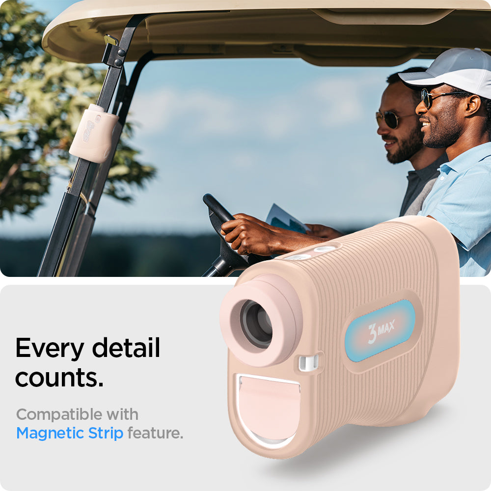 ACS04802 - Blue Tees Golf Series 3 Max Rangefinder AirTag Case Silicone Fit in soft pink showing every detail counts, compatible with magnetic strip feature