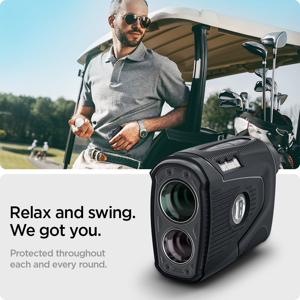 AHP02927 - Bushnell Pro XE Rangefinder Case in black showing the protection throughout each and every round