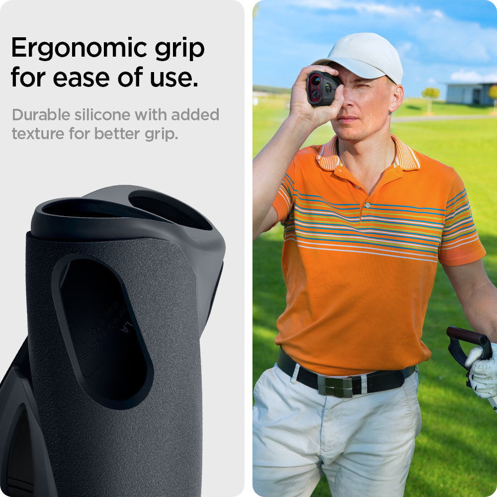 ACS03791 - Callaway 300 Pro Laser Rangefinder Case Liquid Air in charcoal showing the ergonomic grip for ease of use, durable silicone with added texture for better grip