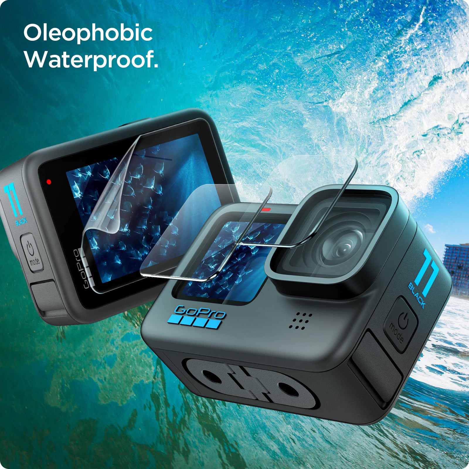 AGL03045 - HERO Series Screen Protector EZ FIT GLAS.tR showing the  oleophobic waterproof