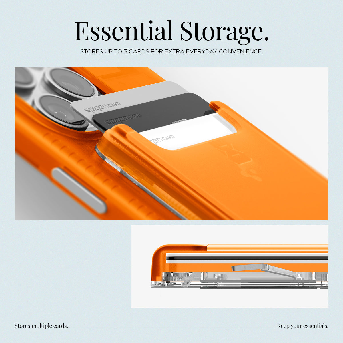 AFA08574 - MagSafe Card Holder Classic C1 (MagFit) in Tangerine showing the essential storage, stores up to 3 cards for extra everyday convenience