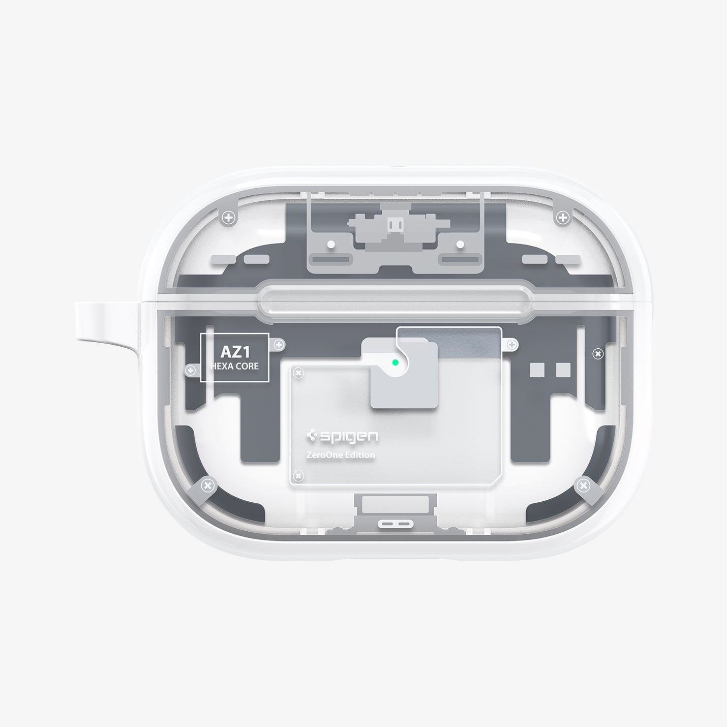 ACS07423 - AirPods Pro 2 Ultra Hybrid Zero One (MagFit) in Zero One White showing the front