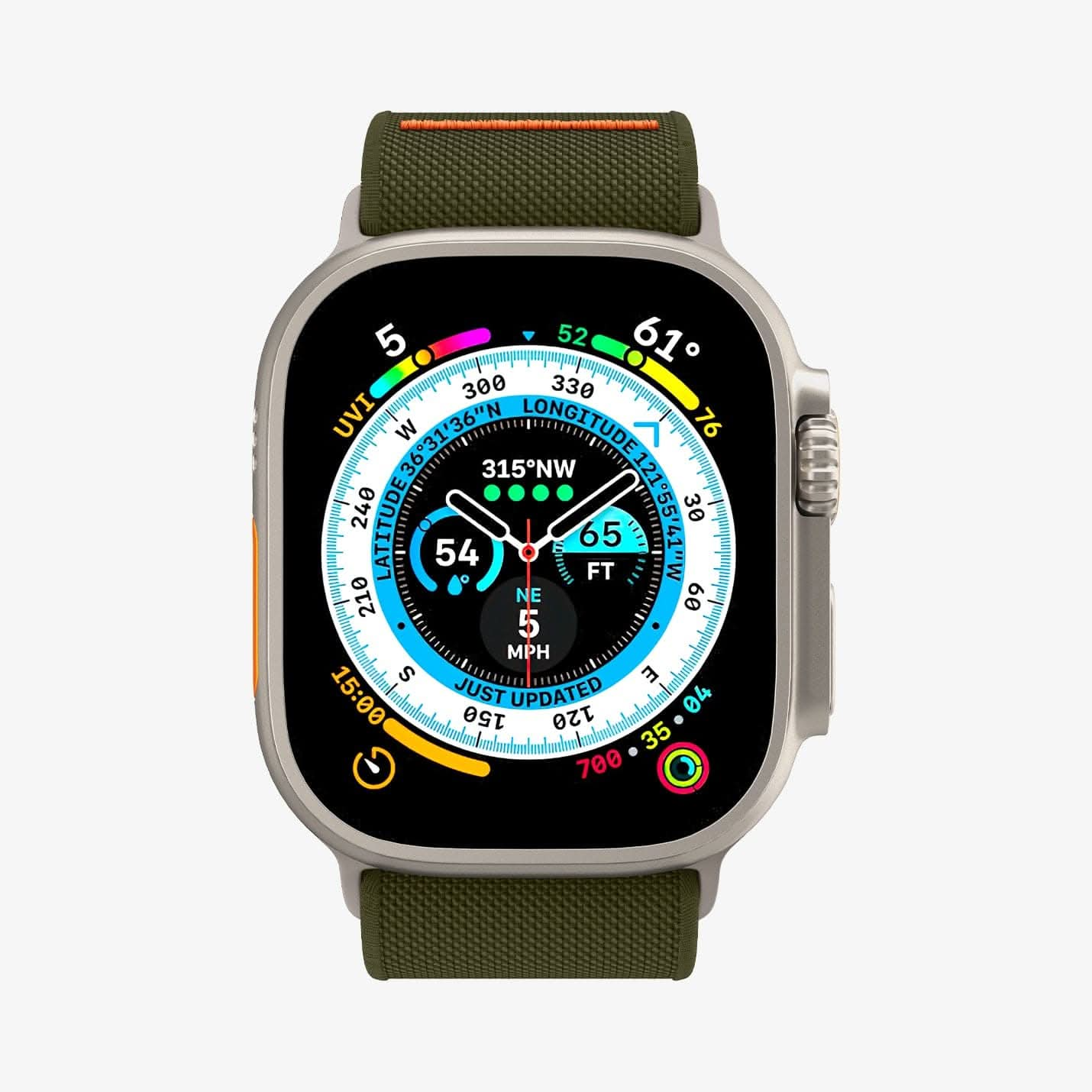 AMP05985 - Apple Watch Series (Apple Watch (49mm)/Apple Watch (45mm)/Apple Watch (42mm)) Watch Band Lite Fit Ultra in khaki showing the front