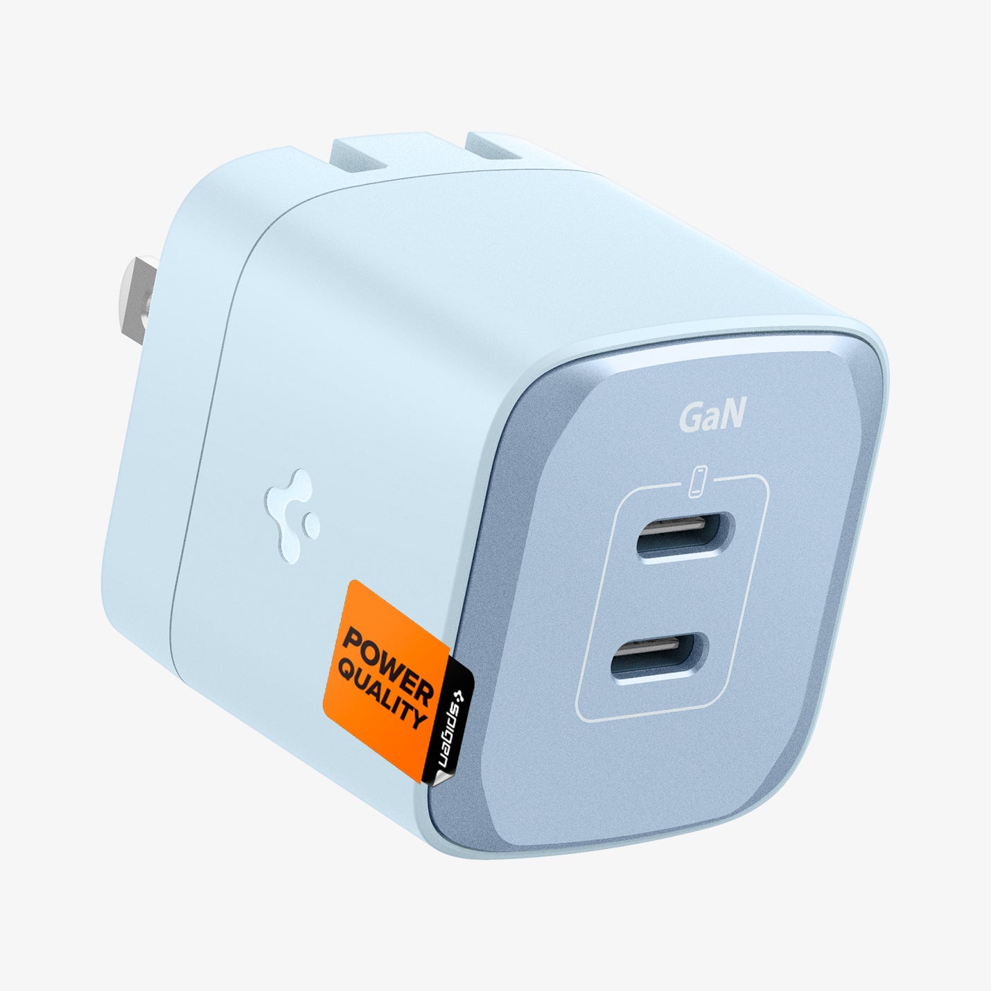 ACH05144 - ArcStation™ Pro GaN 352 Dual USB-C Wall Charger PE2202 in sierra blue showing the back, side and top